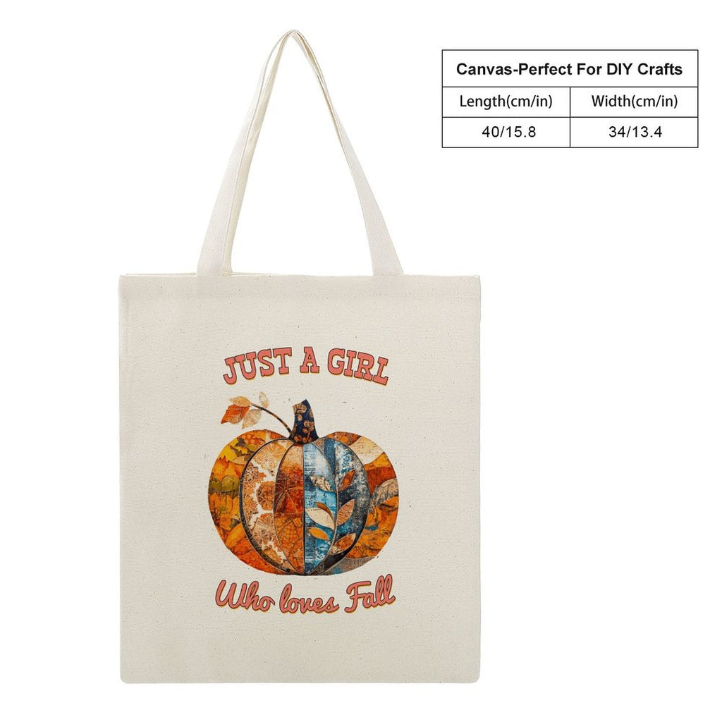 Just a Girl Who Loves Fall Pumpkins Canvas Tote Bag - 13.4" x 15.8"