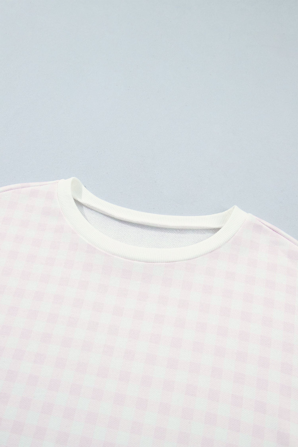 Gingham Round Neck Drop Shoulder Sweatshirt