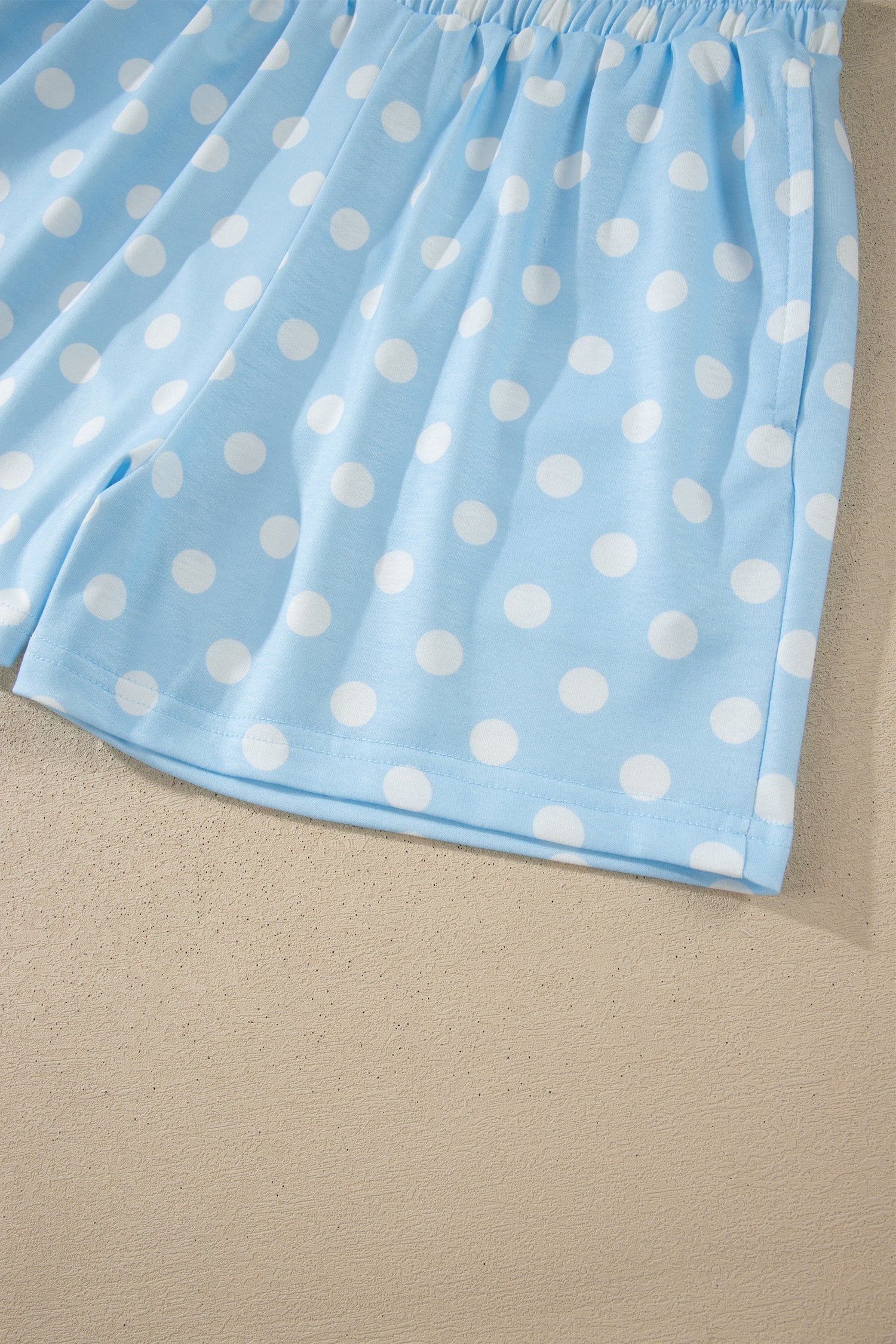 Polka Dot Colorblock Mock Neck & Shorts Set