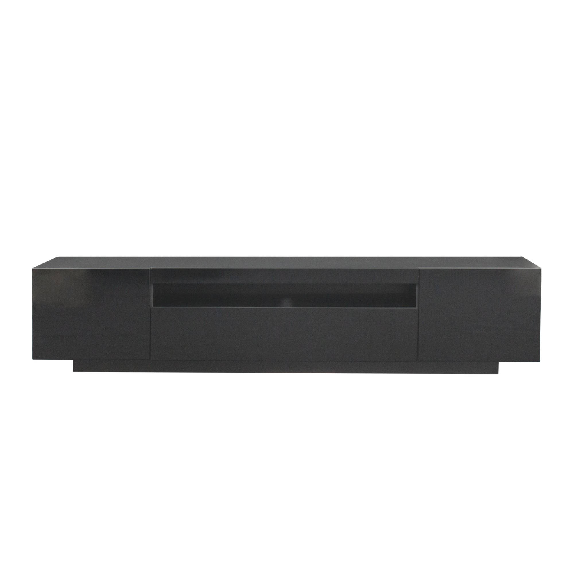 TV Cabinet Wholesale, Black TV Stand with Lights, Modern LED TV Cabinet with Storage Drawers, Living Room Entertainment Center Media