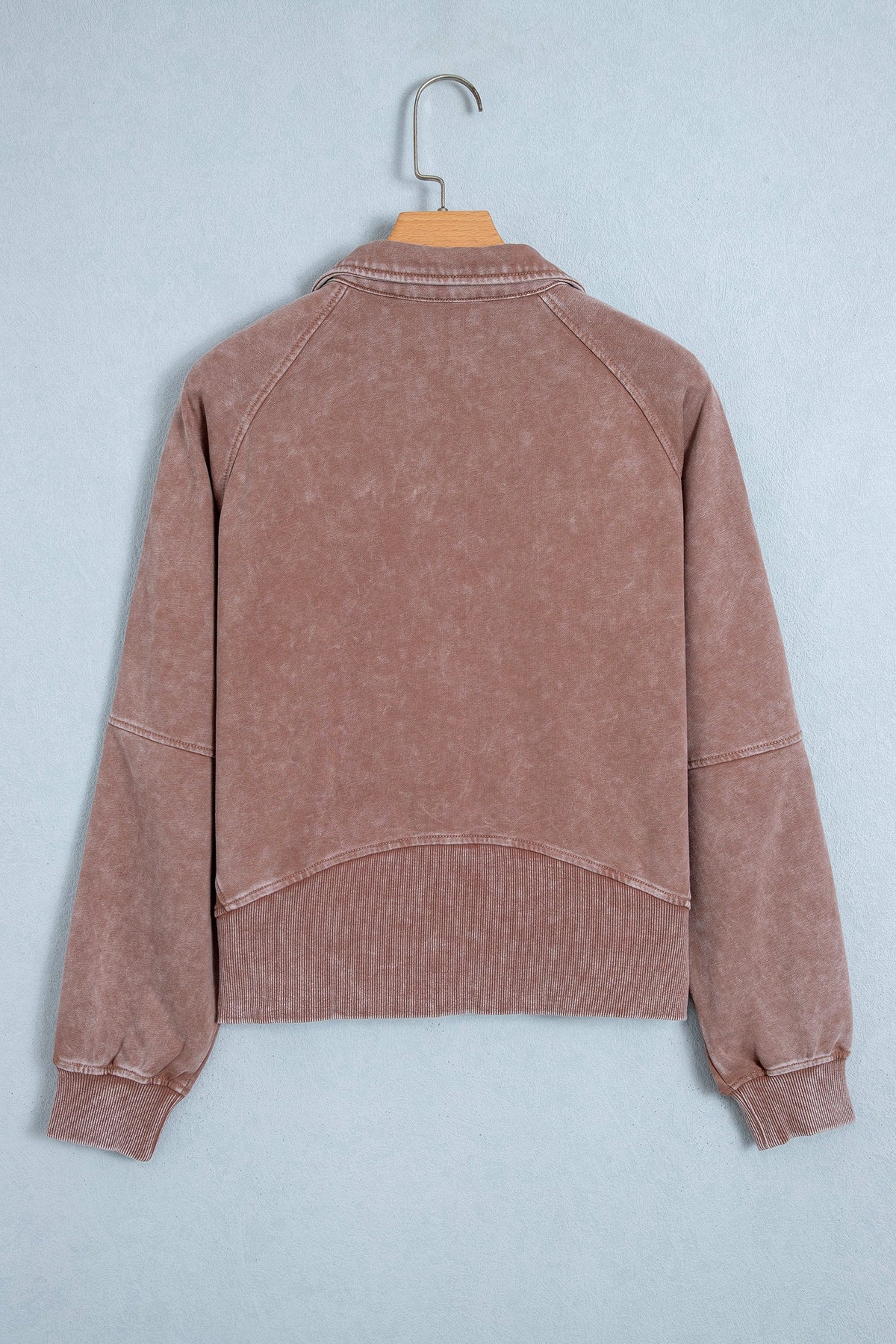 Mineral Wash Half-Zip Ribbed Hem Sweatshirt
