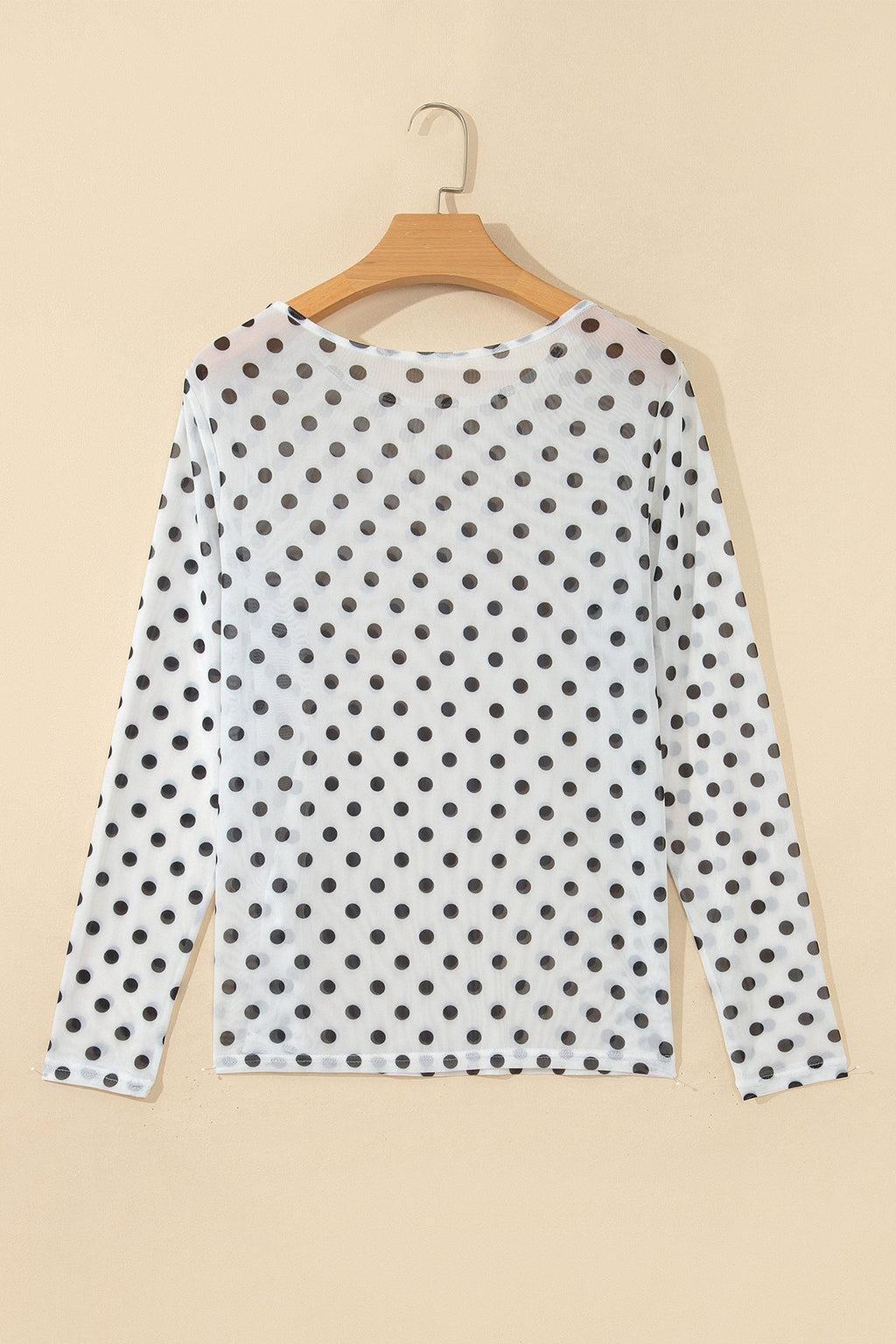 Polka Dot Sheer Mesh Long Sleeve Shift Top