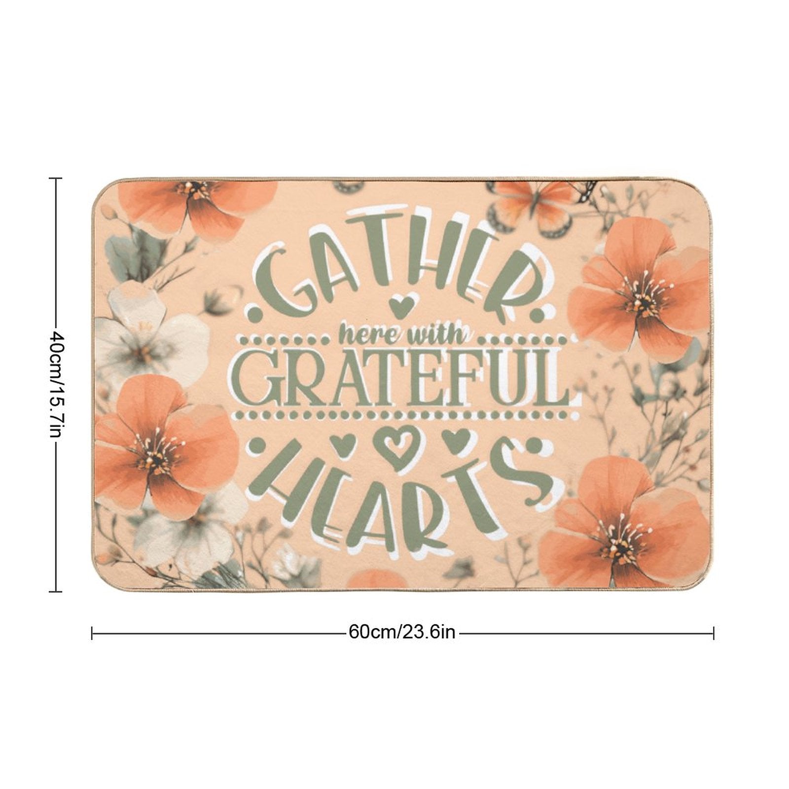 Gather Here with Grateful Hearts Fall Flannel Non-slip Floor Mat (Made in USA)
