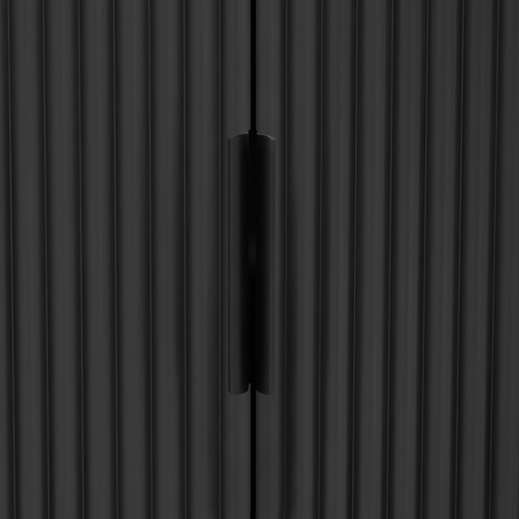 U_STYLE Vertical Striped Door Storage Cabinet with Metal Handles, Adjustable, Suitable for Study, Entryway and Living Room