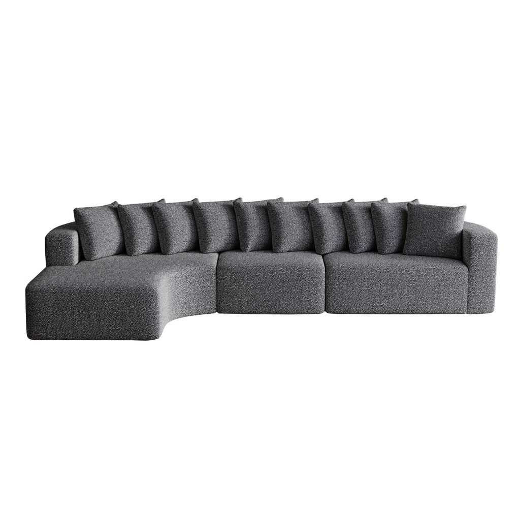 131.1-inch Chenille Sectional Sofa Set, Modern Cloud-Shaped Curved Sofa, Includes 10 Pillows, Living Room Fabric Corner Sofa, L-Shaped Modular Sofa (Left Chaise)