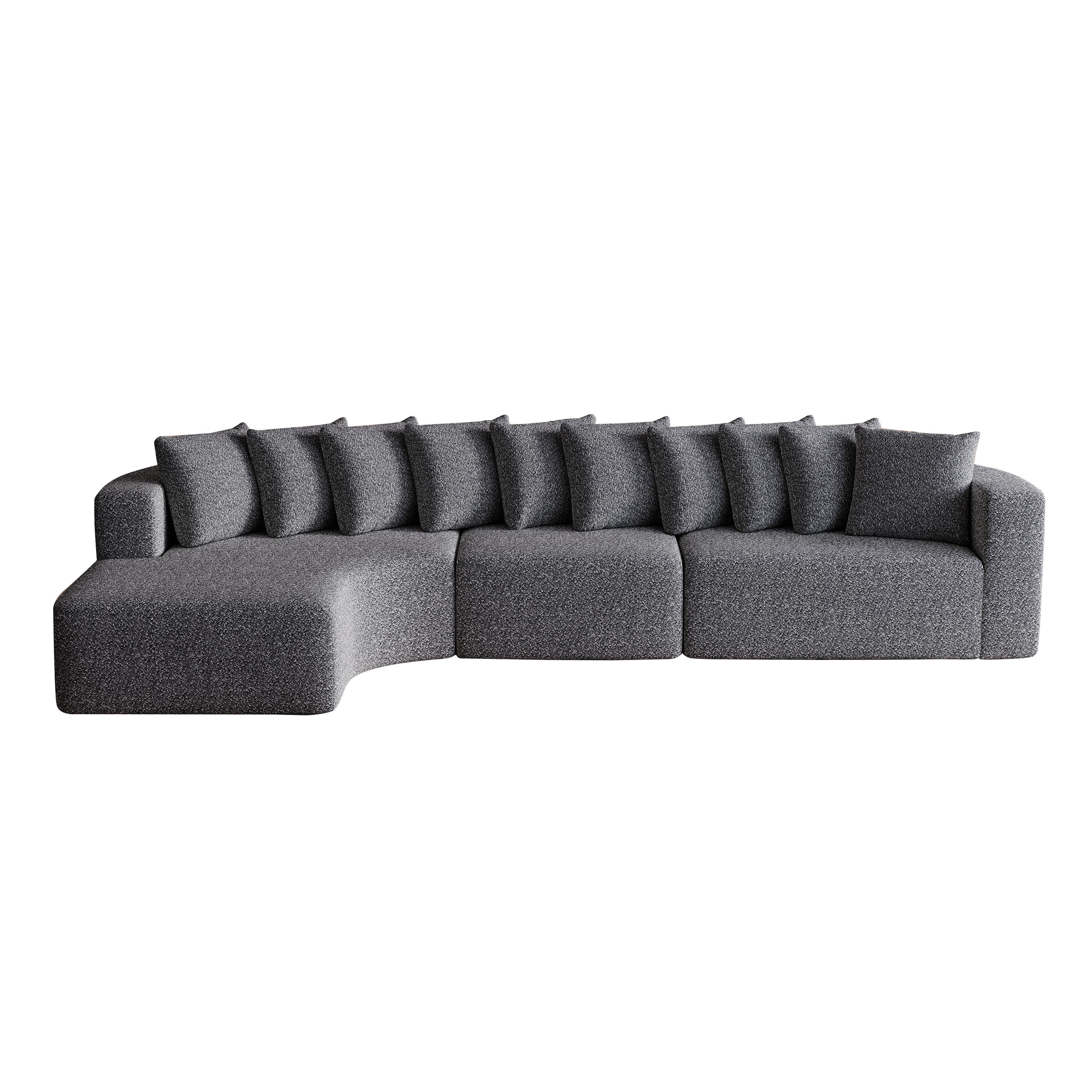 131.1-inch Chenille Sectional Sofa Set, Modern Cloud-Shaped Curved Sofa, Includes 10 Pillows, Living Room Fabric Corner Sofa, L-Shaped Modular Sofa (Left Chaise)