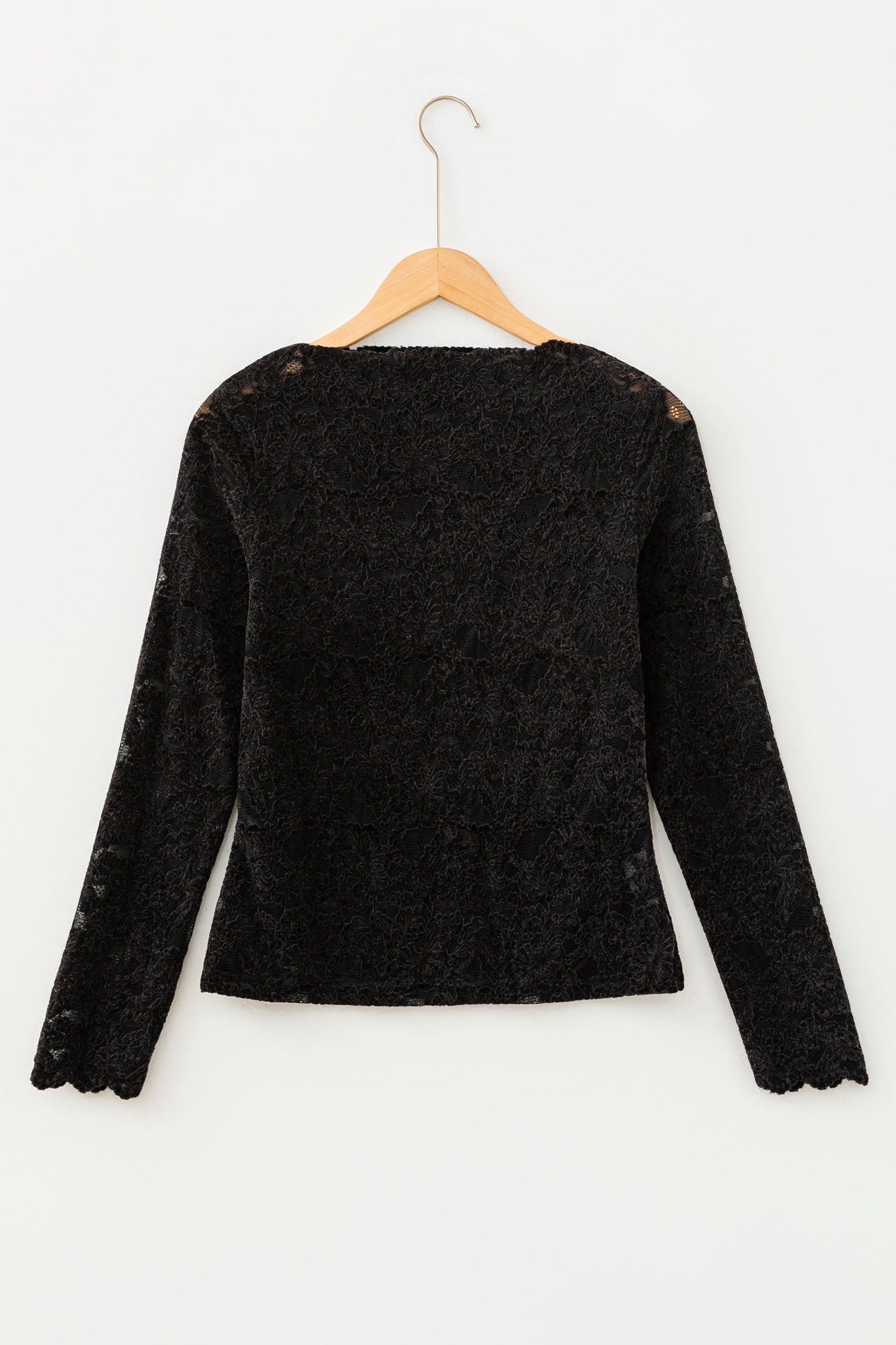 Lace Stand Neck Long Sleeve Elegant Top