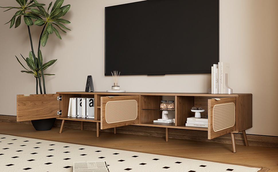 78' TV Stand for 75/80/85 inch TV, Console with Ample Storage for Living Room, Bedroom, Entertainment Center with Open Shelf