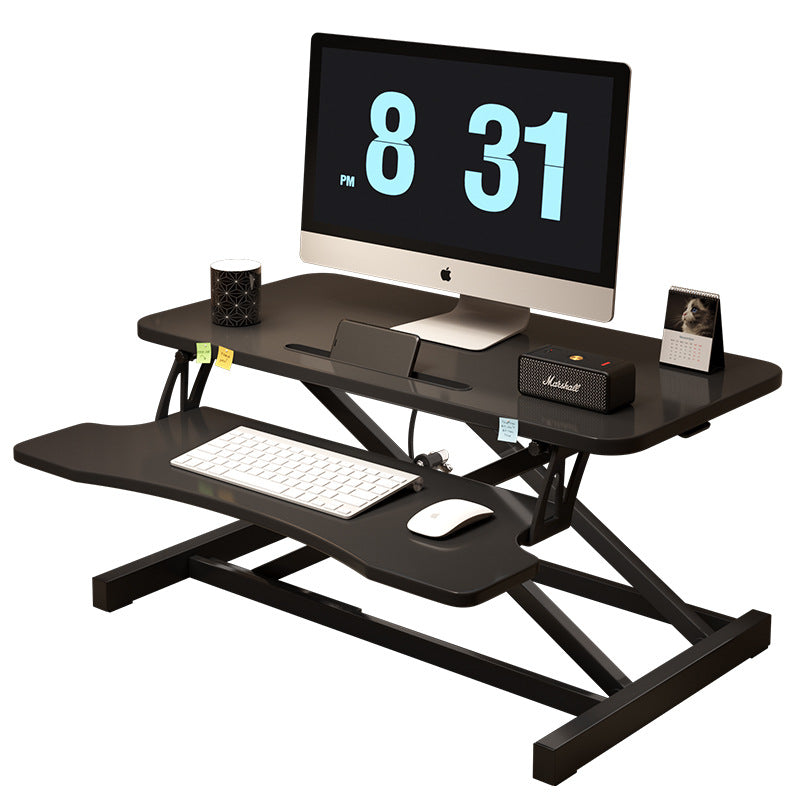 32 Inch Desk Converter, Height Adjustable Sit to Stand Riser, Dual Monitor and Laptop Workstation with Wide Keyboard Tray (BLACK) BACK-TO-SCHOOL