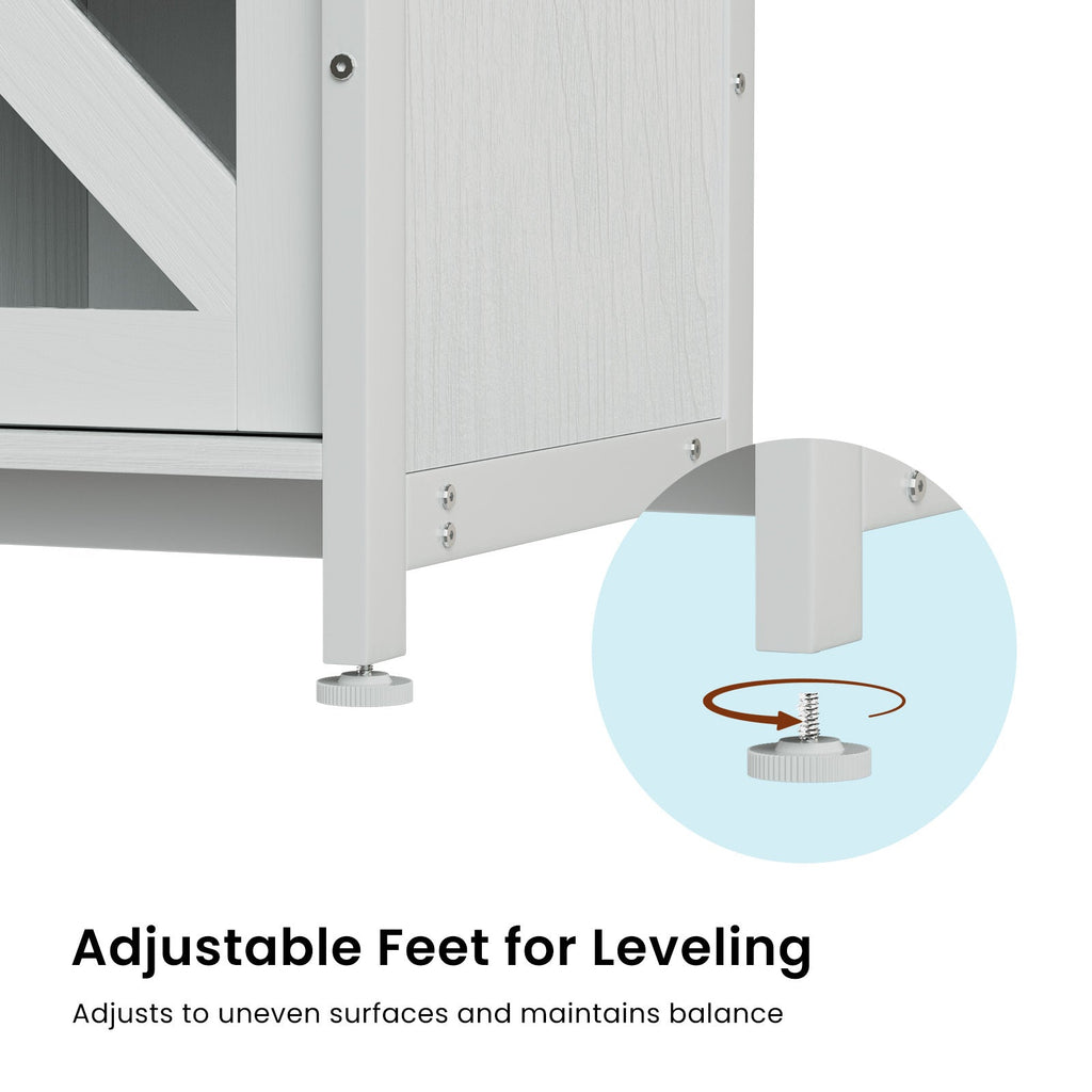 Metal Aquarium Stand with Cabinet for Fish Tank Accessories Storage, 80 Gallon, Turtle/ Reptile Terrariums, White, 58.9'' L x 19.7'' W x 32.6'' H.