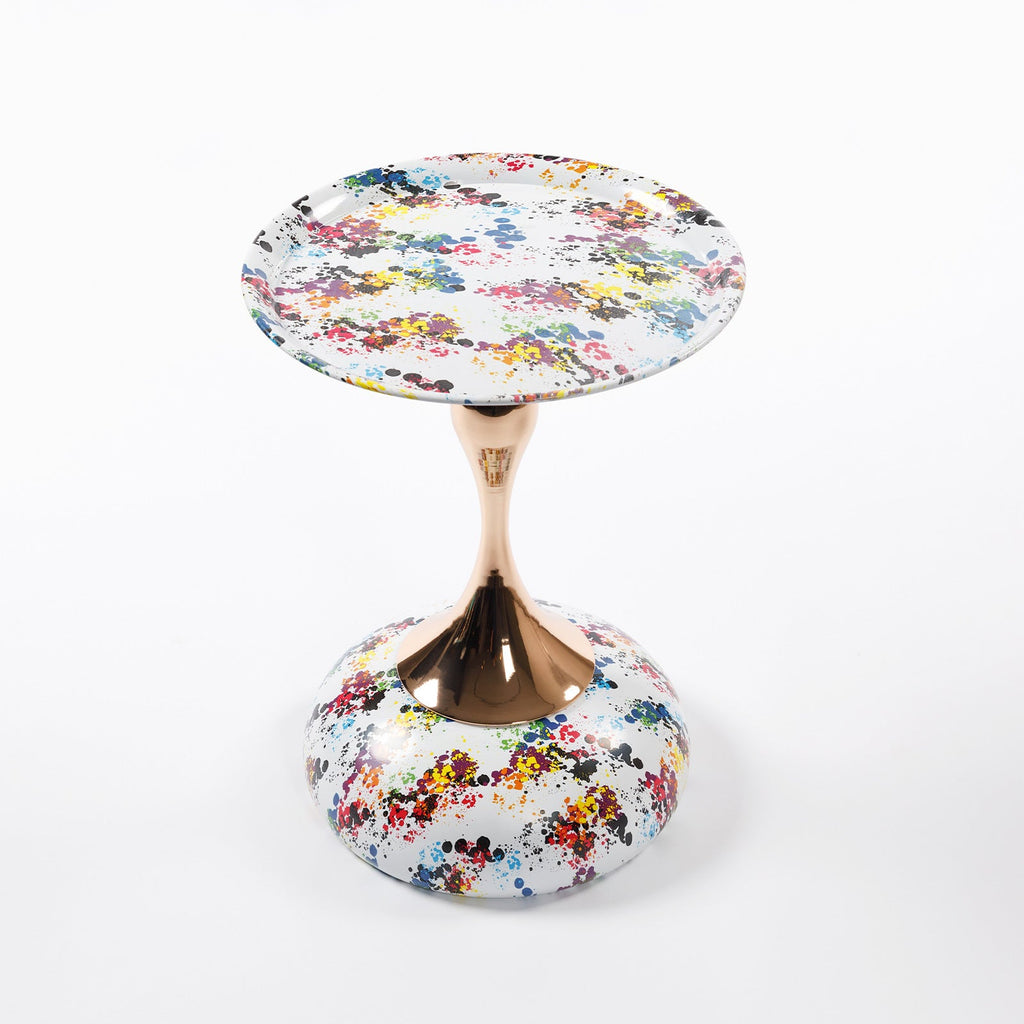 Mermaid Tail End Coffee Table Round Side Table, Modern Metal Pedestal Table, Minimalist Accent Table for Small Spaces, Drink Martini Table Decoration for Living Room