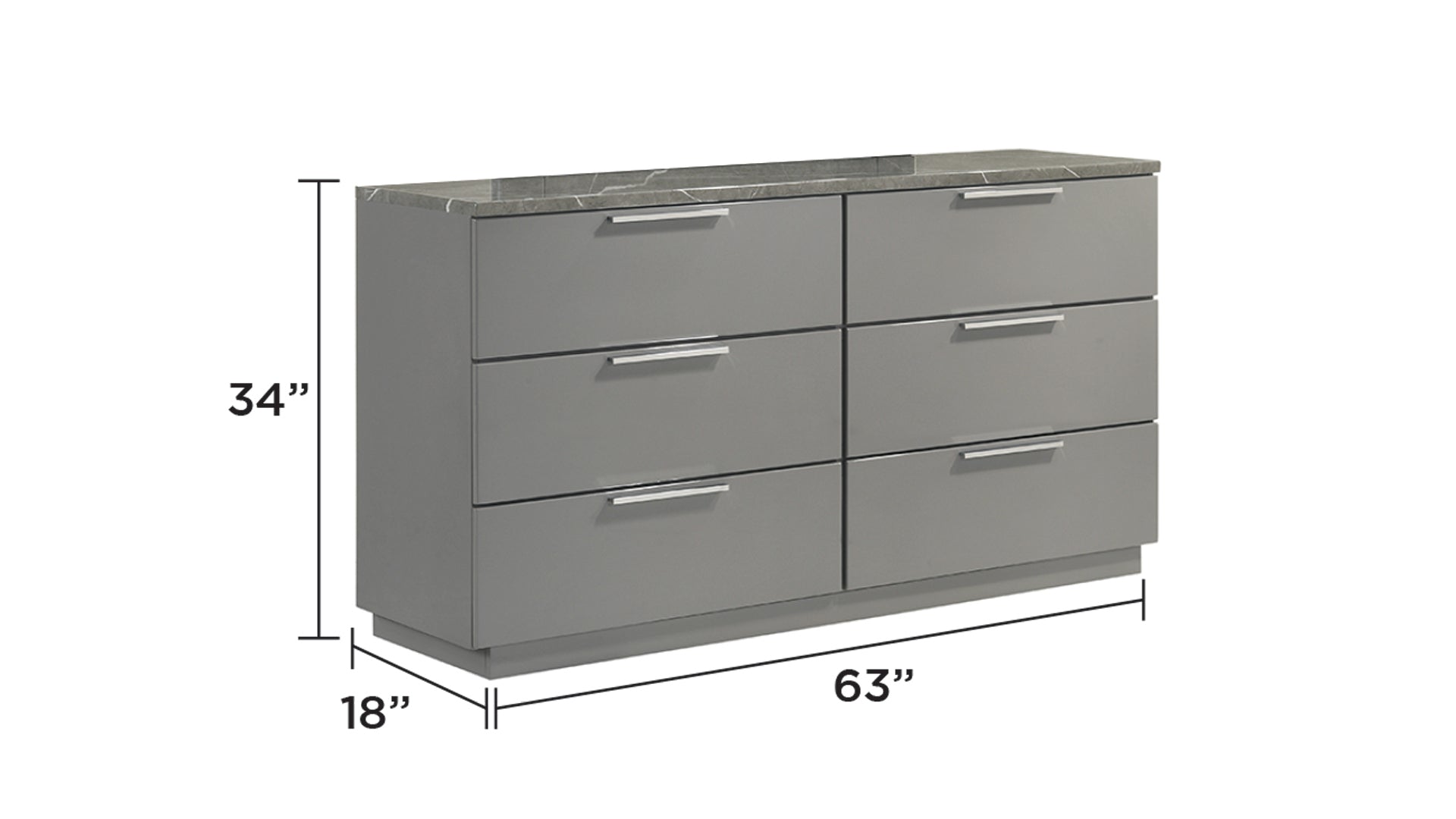 Elara Queen 5-Piece Set – Two-Tone High-Gloss Marble & Lacquer Finish with LED Lighting, Metal-Finished Legs, Spacious Storage- Gray (NJ Inventory)