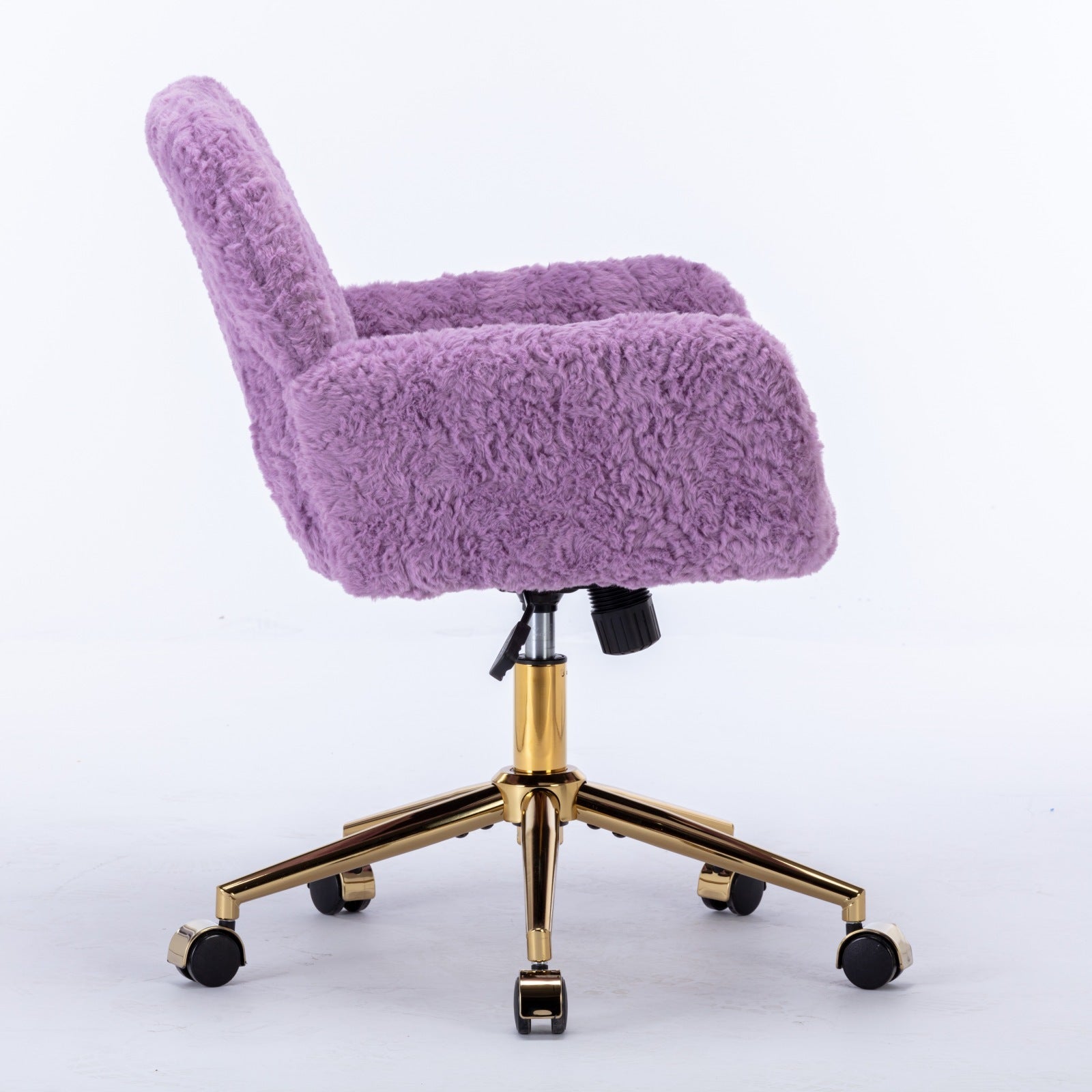 A&A Furniture Home Office Chair Violet Velvet with Golden Metal Base Adjustable Swivel