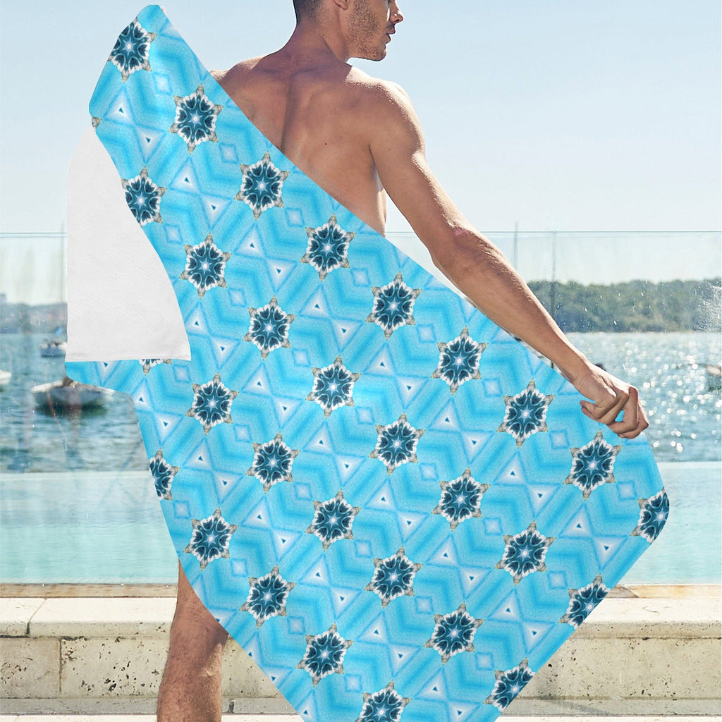 Blue Diamond Abstract Pattern Beach Towel - 30"x 60" (Made in USA)