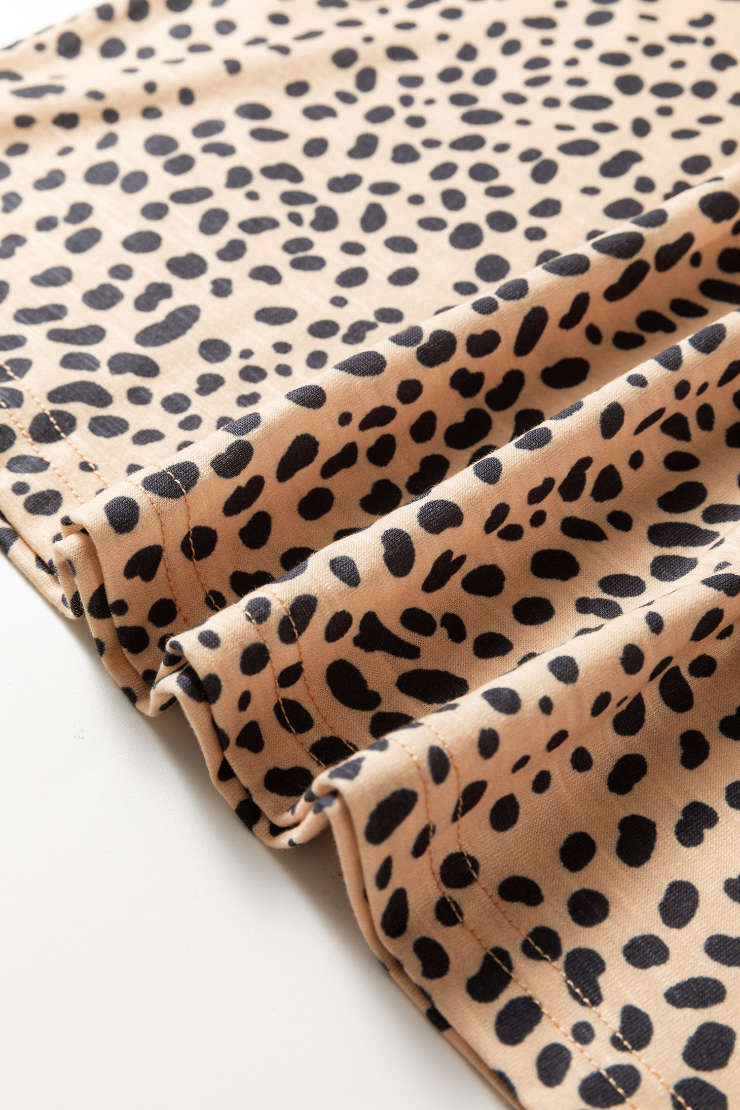 Cheetah Frilled V-Neck Short Sleeve Blouse