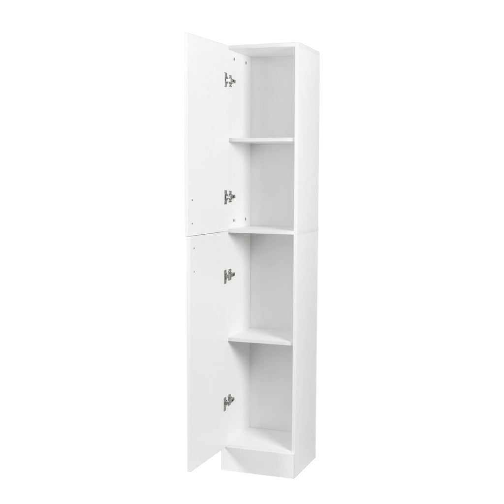 Elegant White Freestanding Cabinet with Inadjustable Shelves and Two Doors for Kitchen and Dining Room