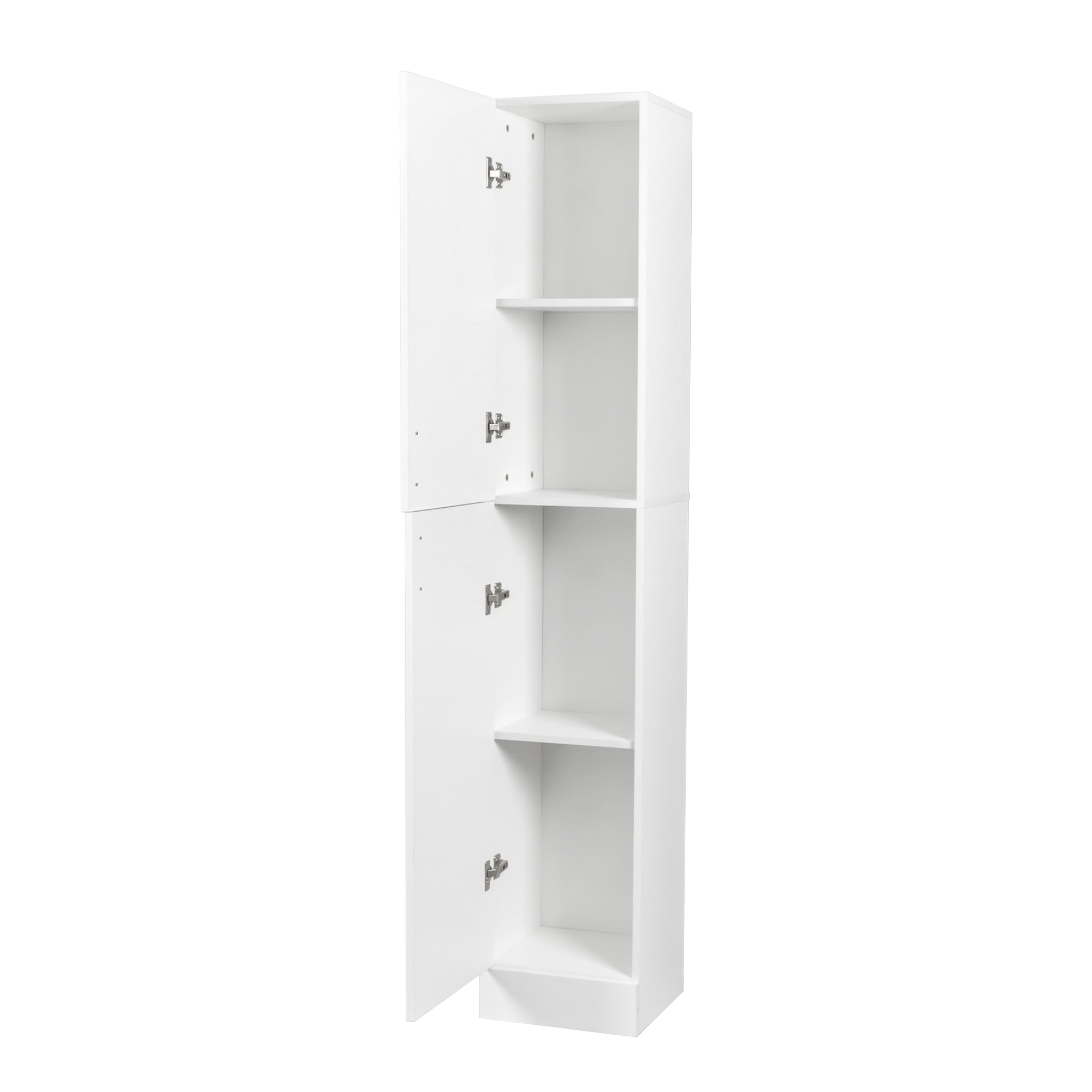 Elegant White Freestanding Cabinet with Inadjustable Shelves and Two Doors for Kitchen and Dining Room
