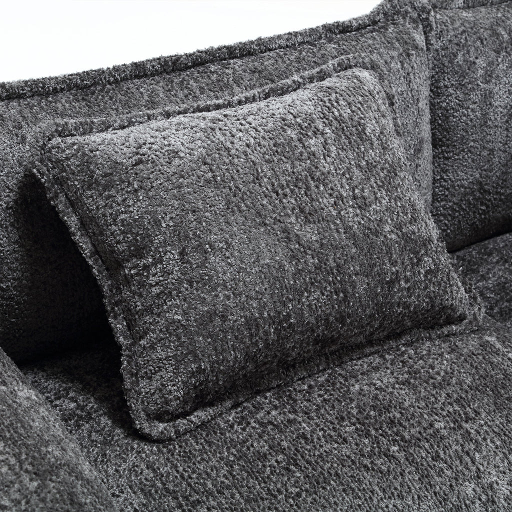 UNITED WE WIN 112' Oversized Sectional Sofa Cloud Couch for Living Room, Modern Chenille L Shaped Couch, Comfy Boucle Modular Sofa Sleeper with Moveable Ottoman & Memory Foam