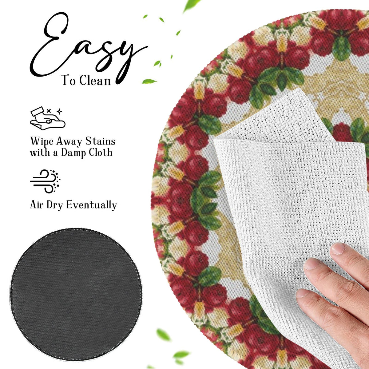 Christmas Floral Design Custom Round Placemat - 4 pack (Made in USA)