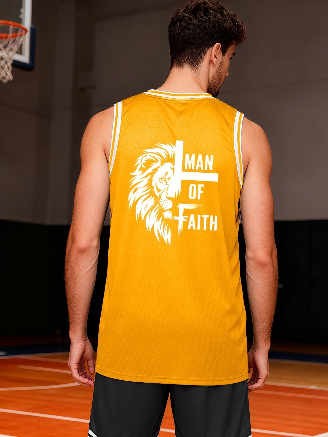 Man of Faith Adult Yellow Basketball Jersey | Ships From USA