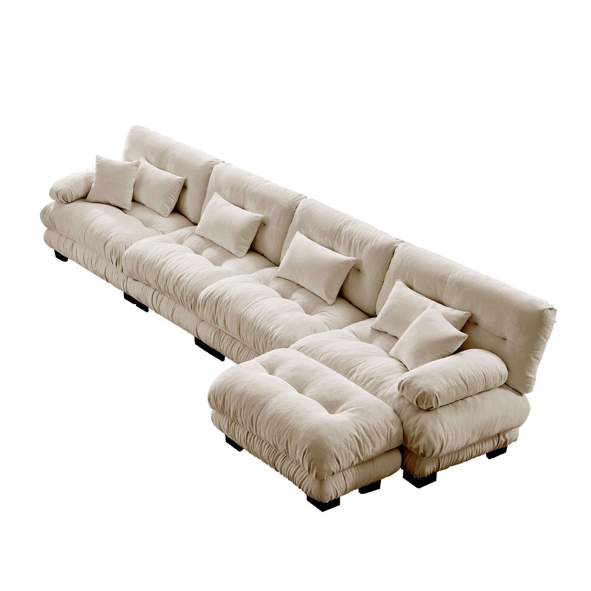 Free Combination, Modular Sectional Sofa,L Shaped Couch for Living Room, 4-Seater Comfy Cloud Couch with Convertible Ottoman, , Chenille Light coffee