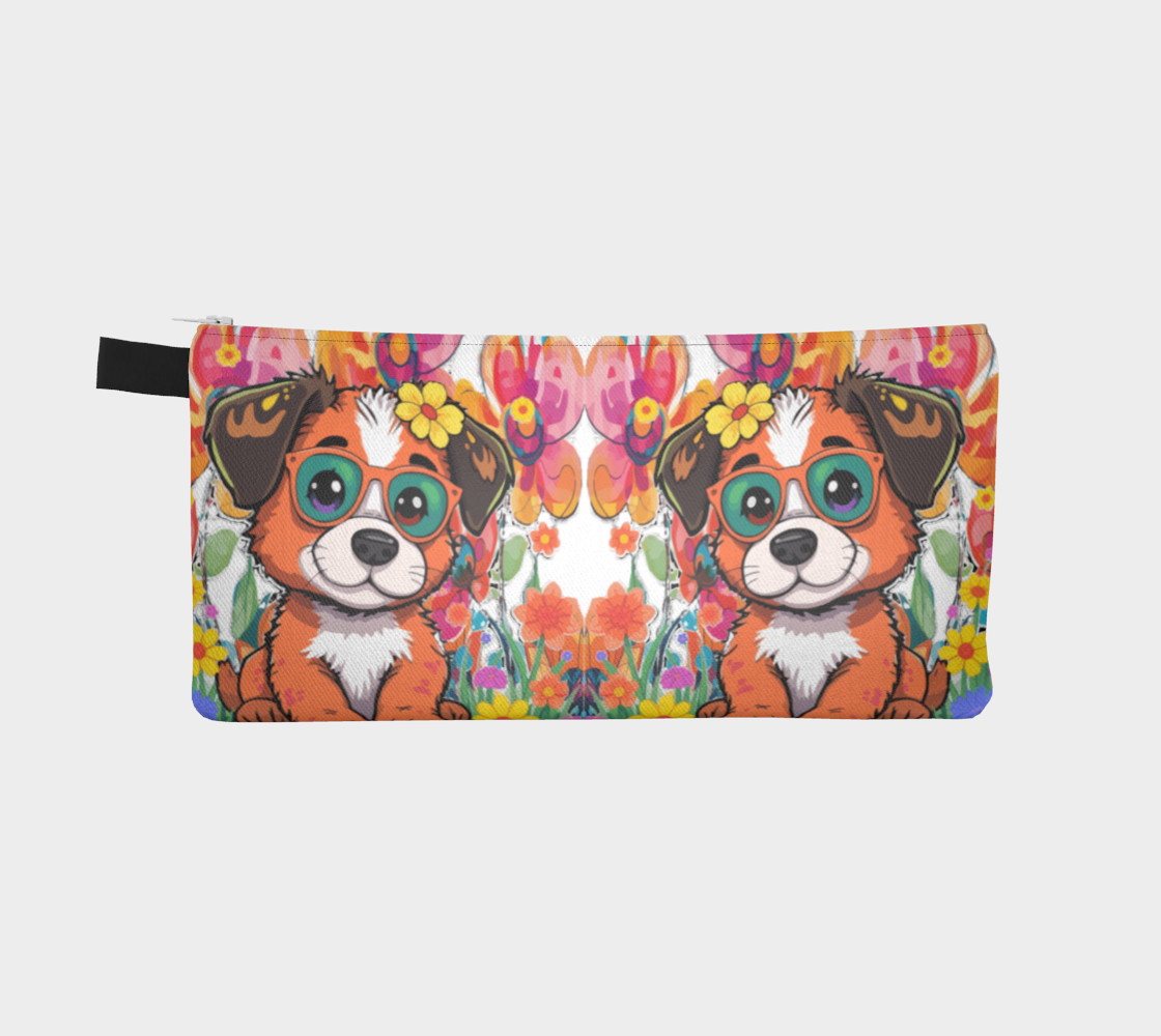 Whimsical Dog with Glasses Pencil Case