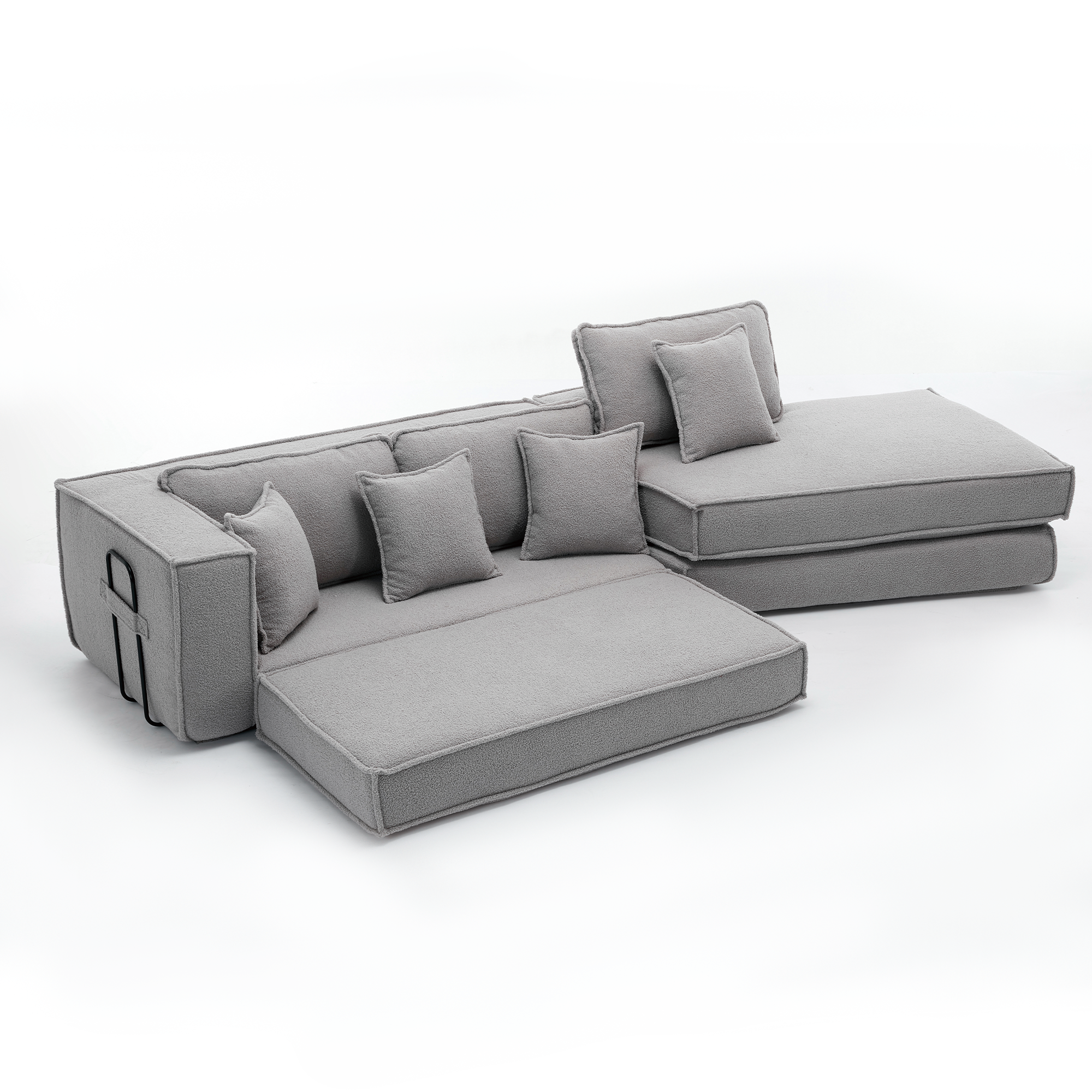 [NEW ARRIVED] [VIDEO PROVIDED]  Folding Convertible Out Sleeper Sofa Bed,2-in-1,  Combination Convertible Sofa,3 seat, Upholstered,Fold Out Floor Gaming Sofa Bed , Lamb Velvet Fabric,Living Room, Gray
