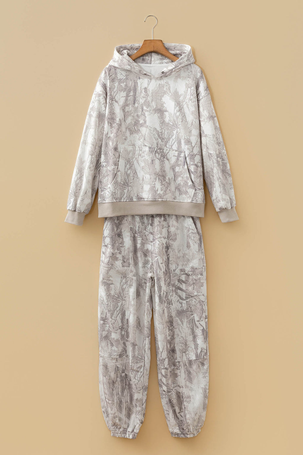 Camo Drop Shoulder Hoodie & Sweatpants Set