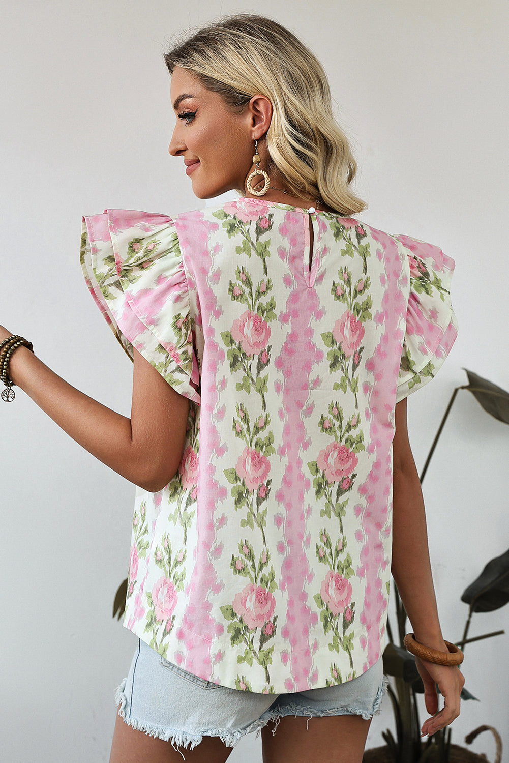 Floral Ruffle Short Sleeve Top