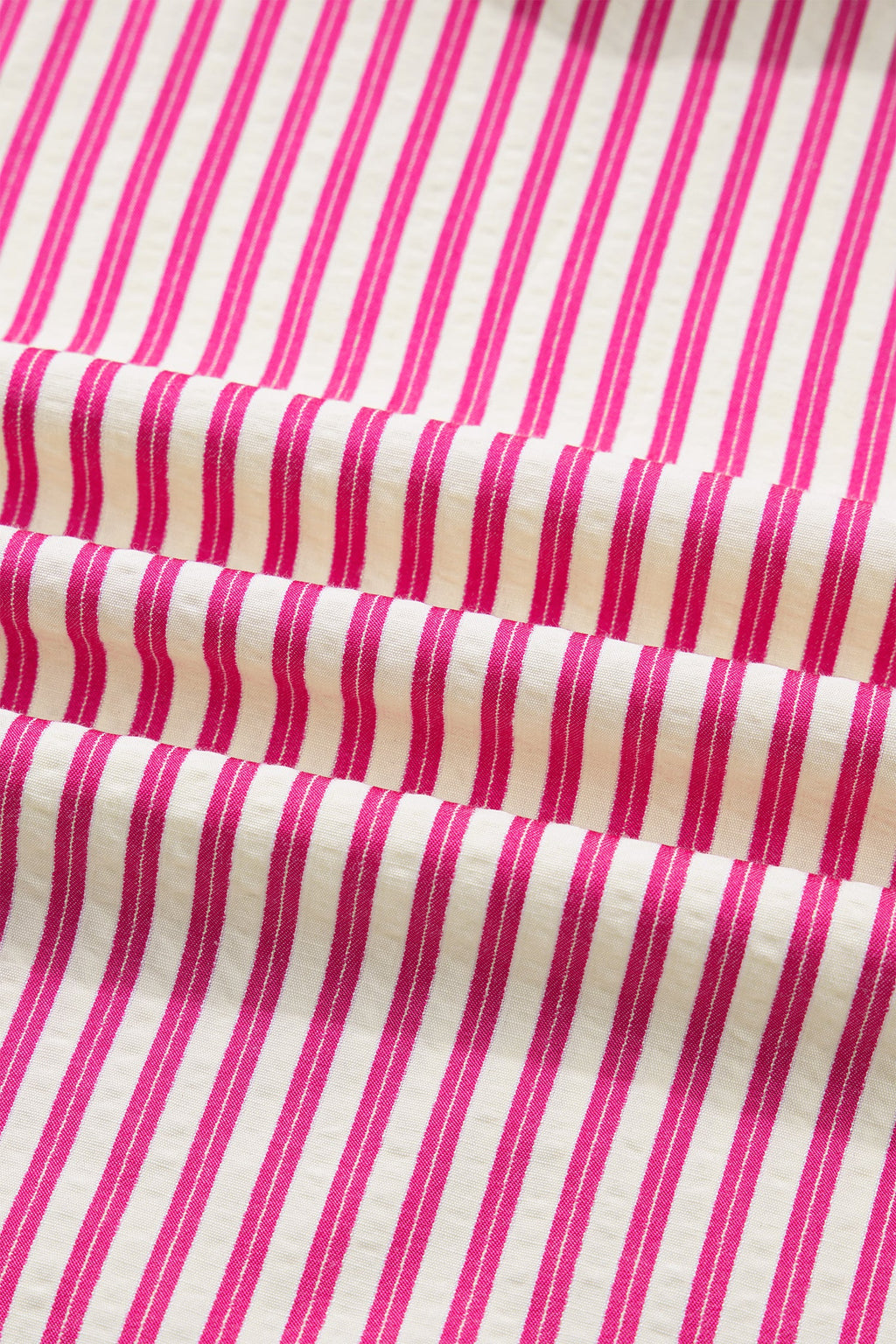 Stripe Smocked Yoke Short Sleeve Ruffle Blouse