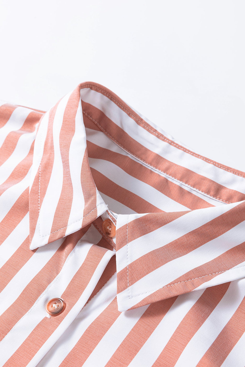 Stripe Ruffle Hem 3/4 Sleeve Buttoned Shirt