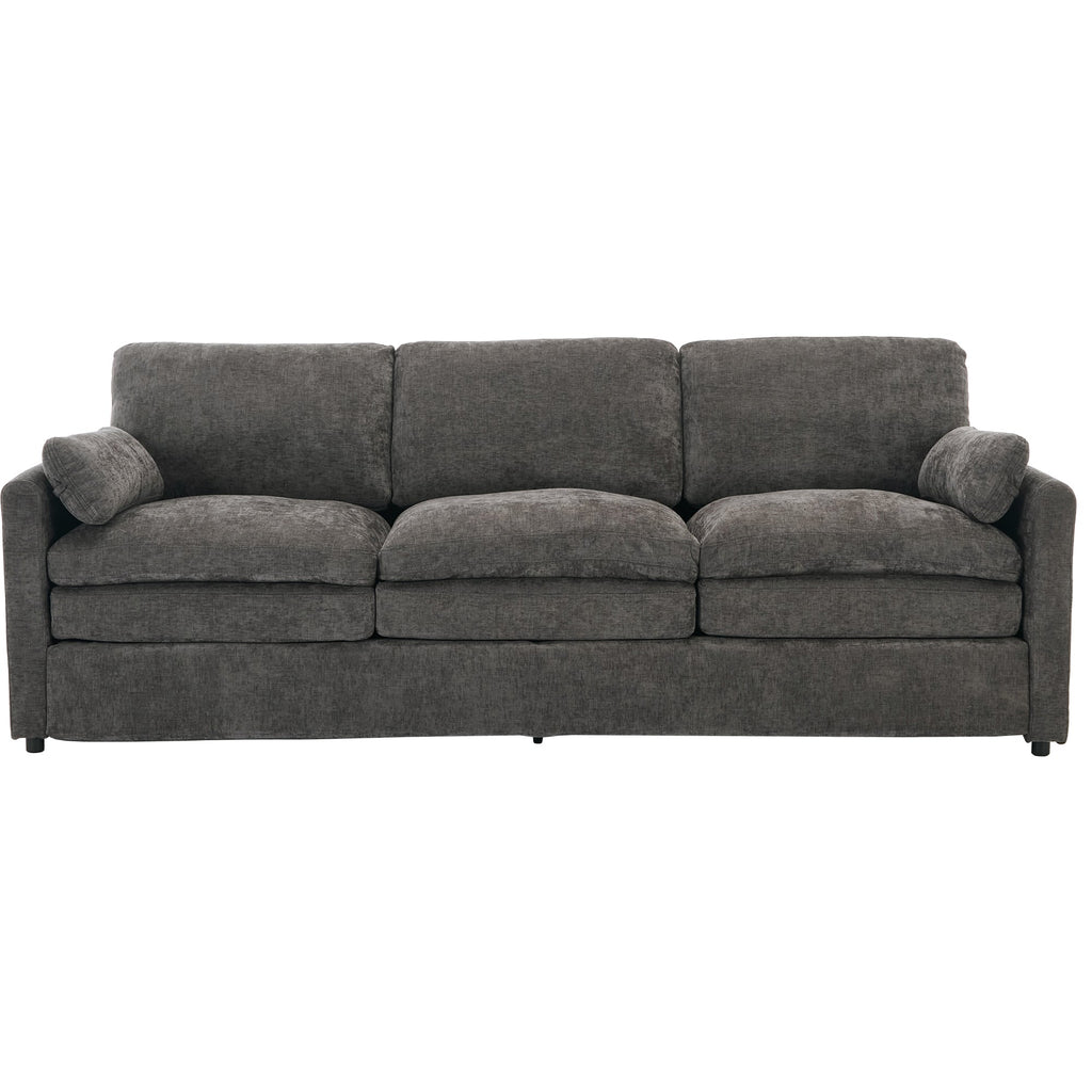 Cozy Upholstered Oversized 3-Seater Cloud Sofa with Double Cushion in Grey Chenille