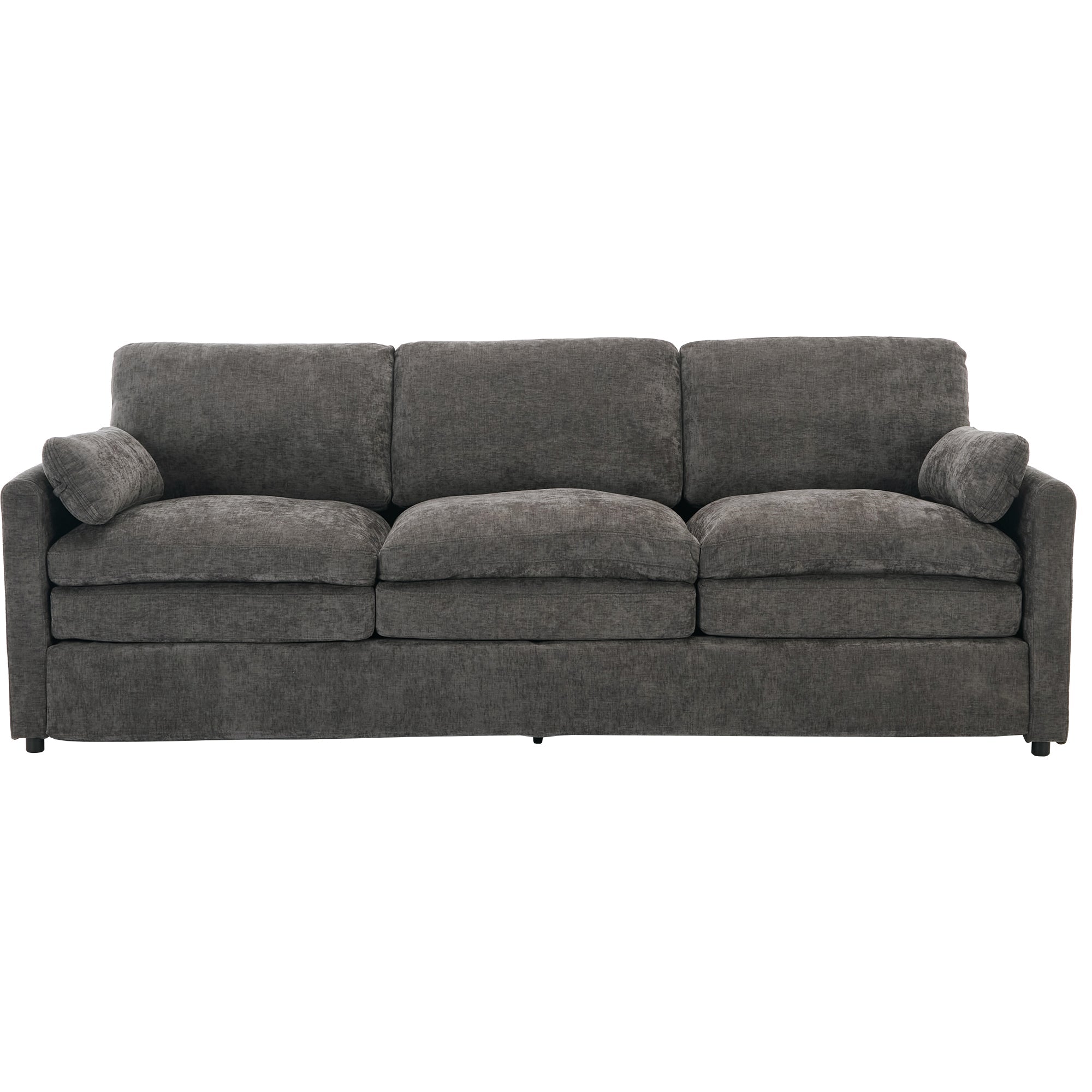 Cozy Upholstered Oversized 3-Seater Cloud Sofa with Double Cushion in Grey Chenille