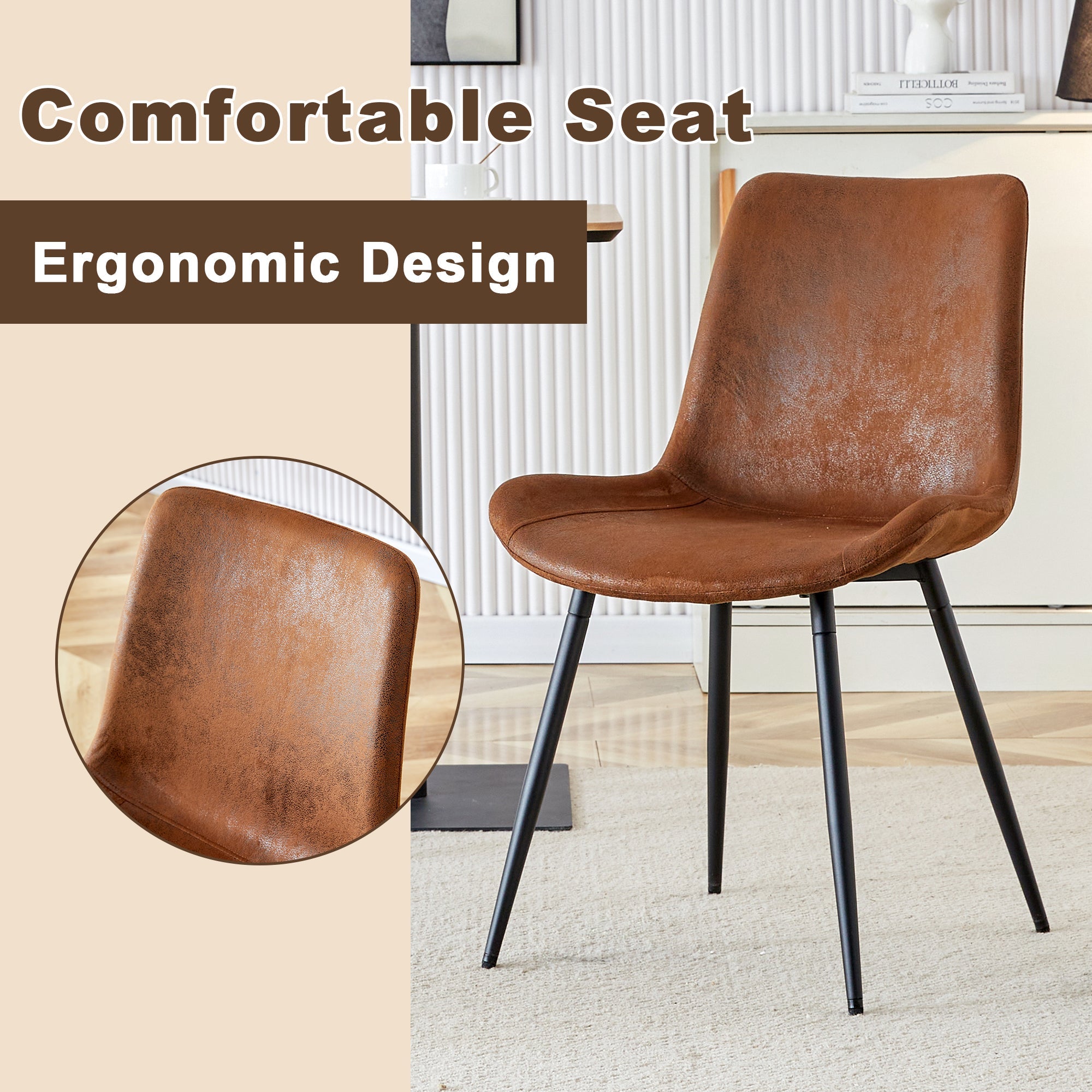 1 table and 4 chairs set.63'x35.4x30' Rectangular Transprant Tempered glass Dining Tabletop with Wood color MDF OC shaped bracket.Paired with 4 brown technology fabric dining chairs.W1151S02014
