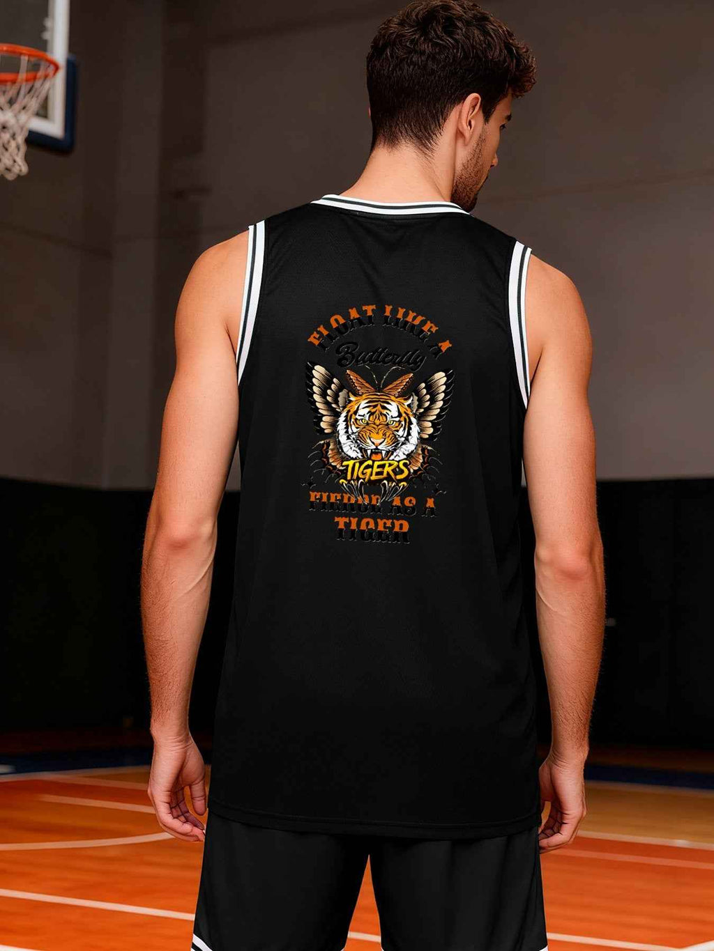 Float Like a Butterfly Fierce as a Tiger Adult Black Basketball Jersey | Ships From USA