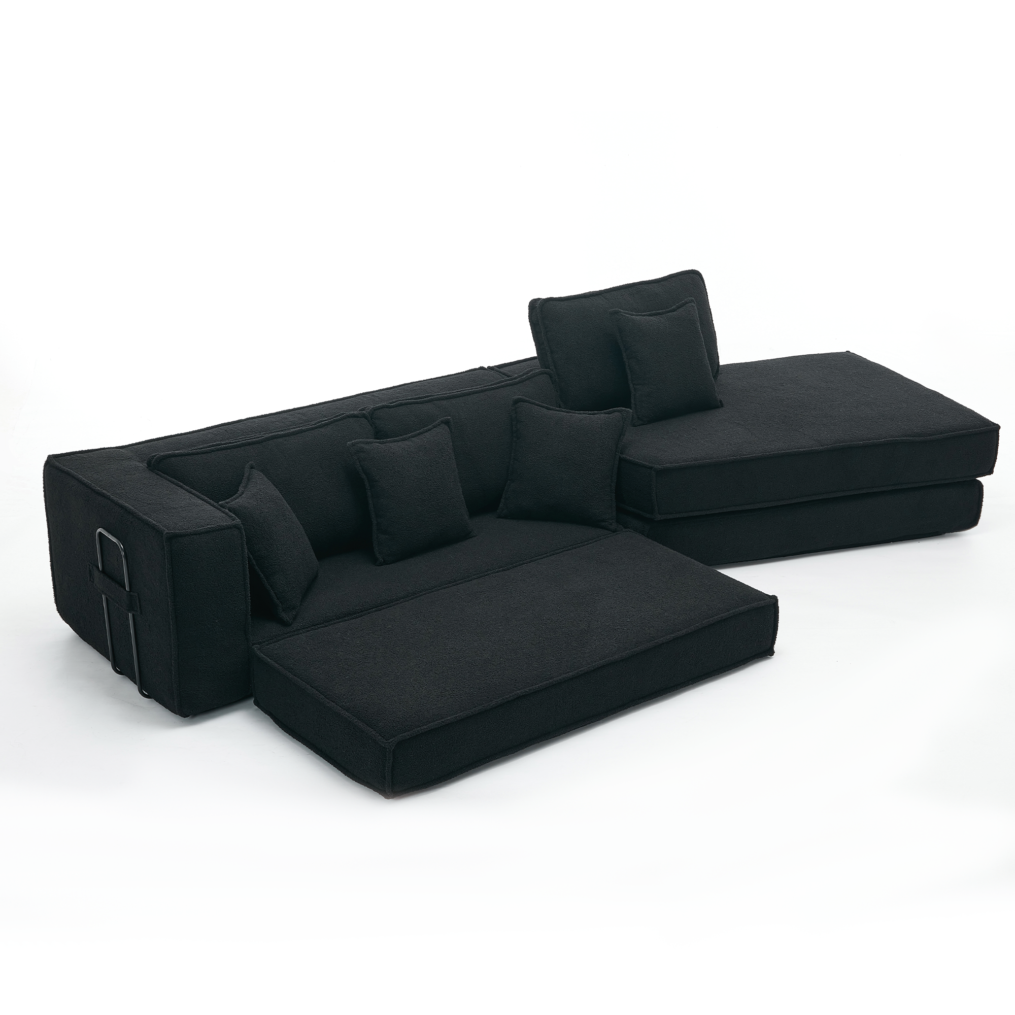 [NEW ARRIVED] [VIDEO PROVIDED]  Folding Convertible Out Sleeper Sofa Bed,2-in-1,  Combination Convertible Sofa,3 seat, Upholstered,Fold Out Floor Gaming Sofa Bed , Lamb Velvet Fabric,Living Room,Black