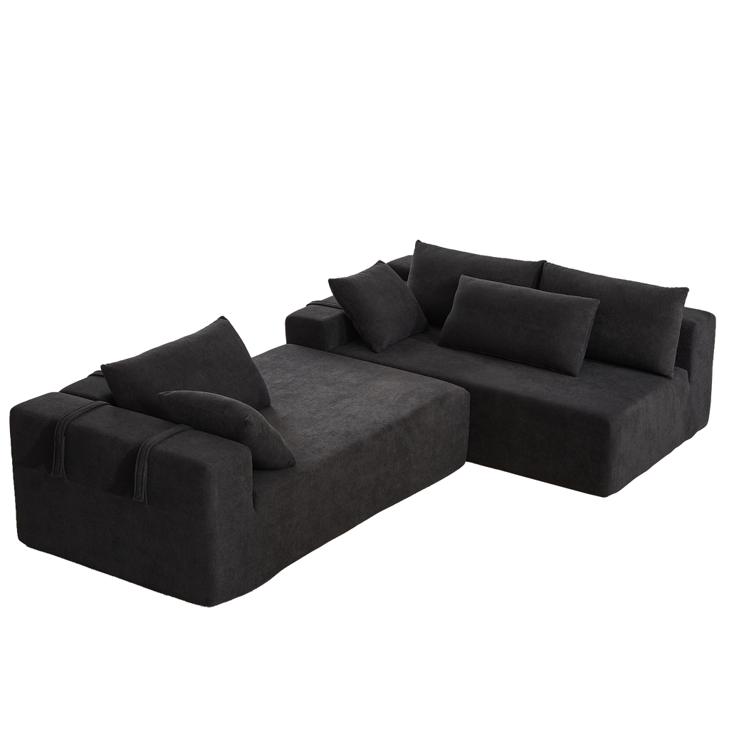 Modern Chenille Upholstered Sectional Sofa Couch Set,Modular 108' L Shaped Sectional Living Room Sofa Set With 6 Pillows,Free Combination Sofa Couch for Living Room,Bedroom(Right Chaise)W834P240010