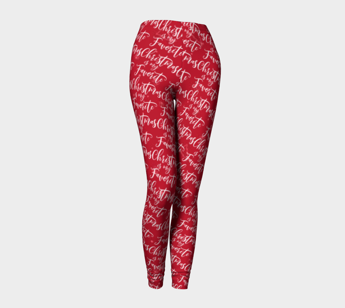 Christmas is My Favorite Time Red Printed Long Leggings