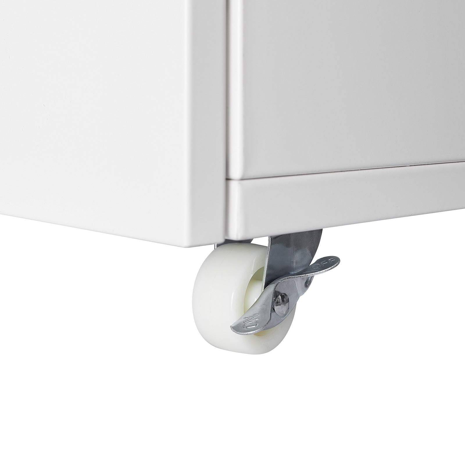 White Steel 2-Door Copier Cabinet with Mobile Pedestal and Printer Stand