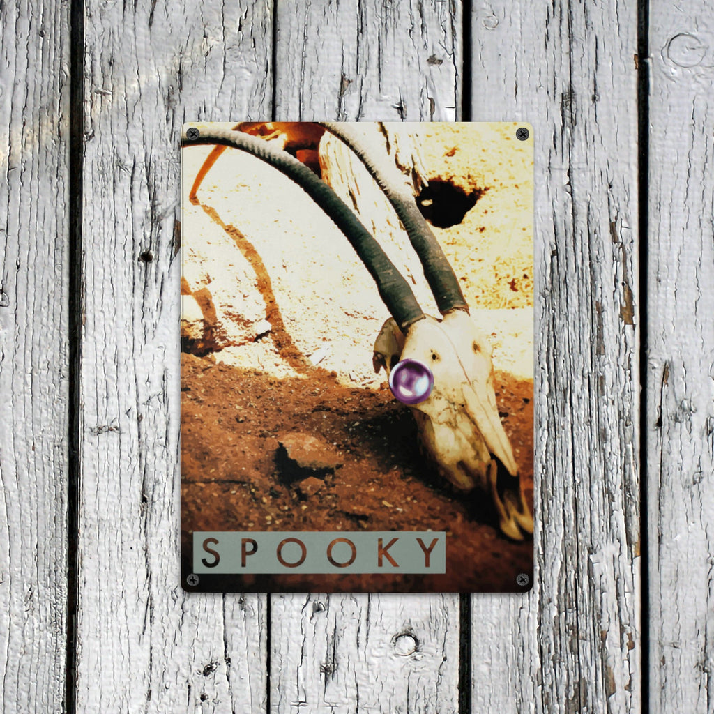 Spooky Skull Metal Tin Sign 12"x16" (Made in USA)