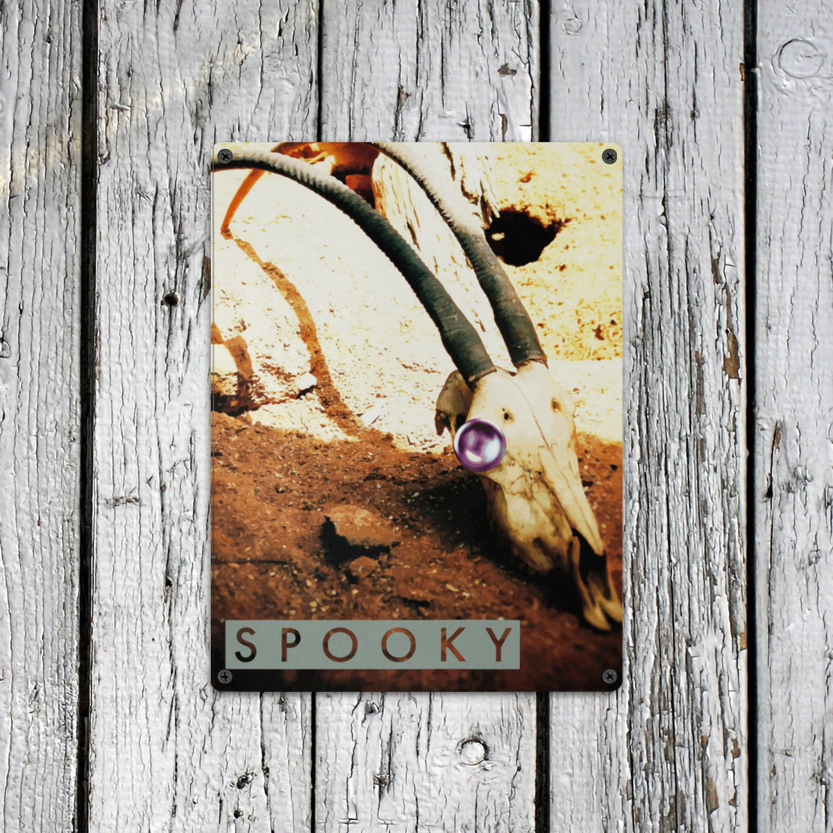 Spooky Skull Metal Tin Sign 12"x16" (Made in USA)