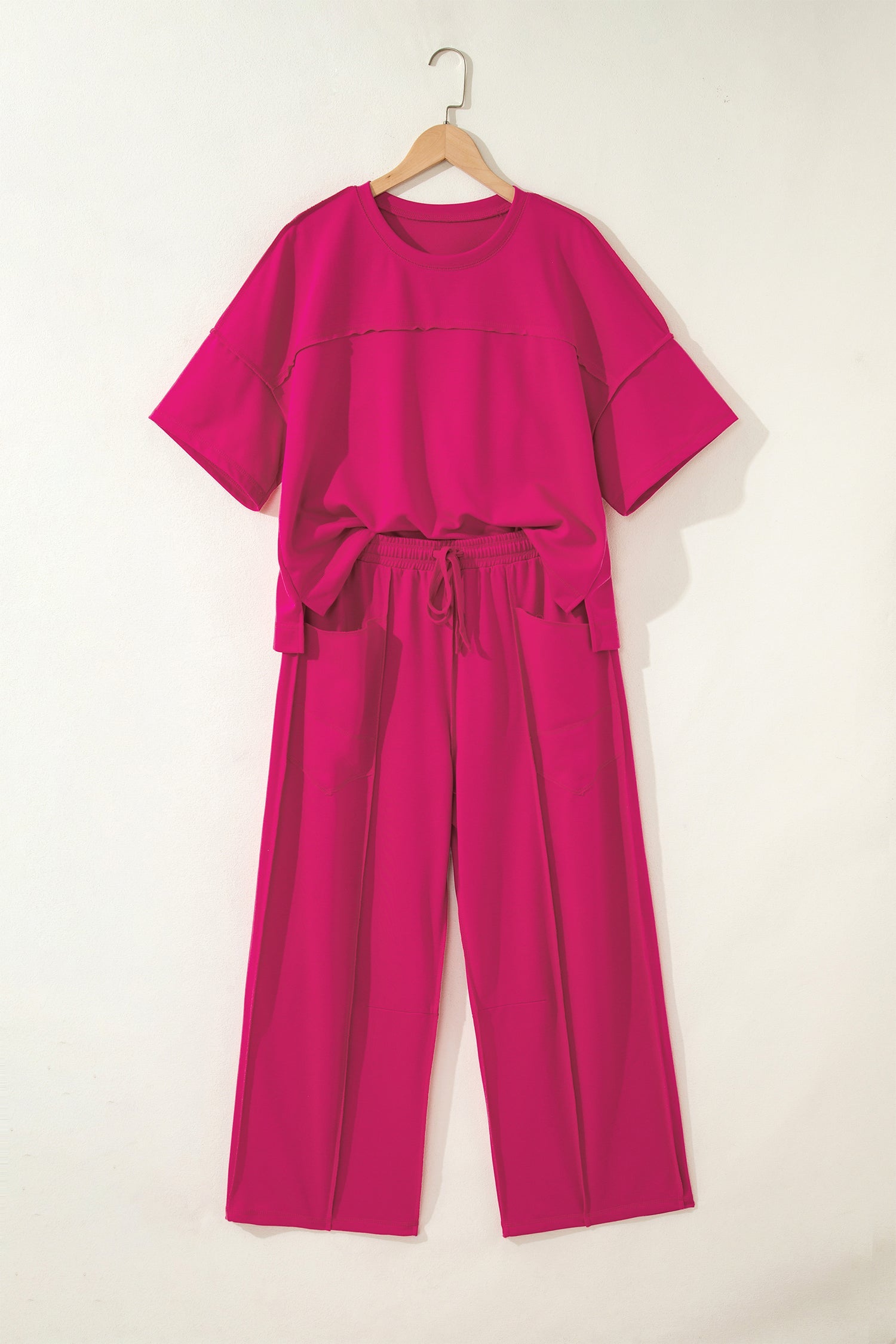 Solid Drop Shoulder Boxy Tee & Barrel Pants Set
