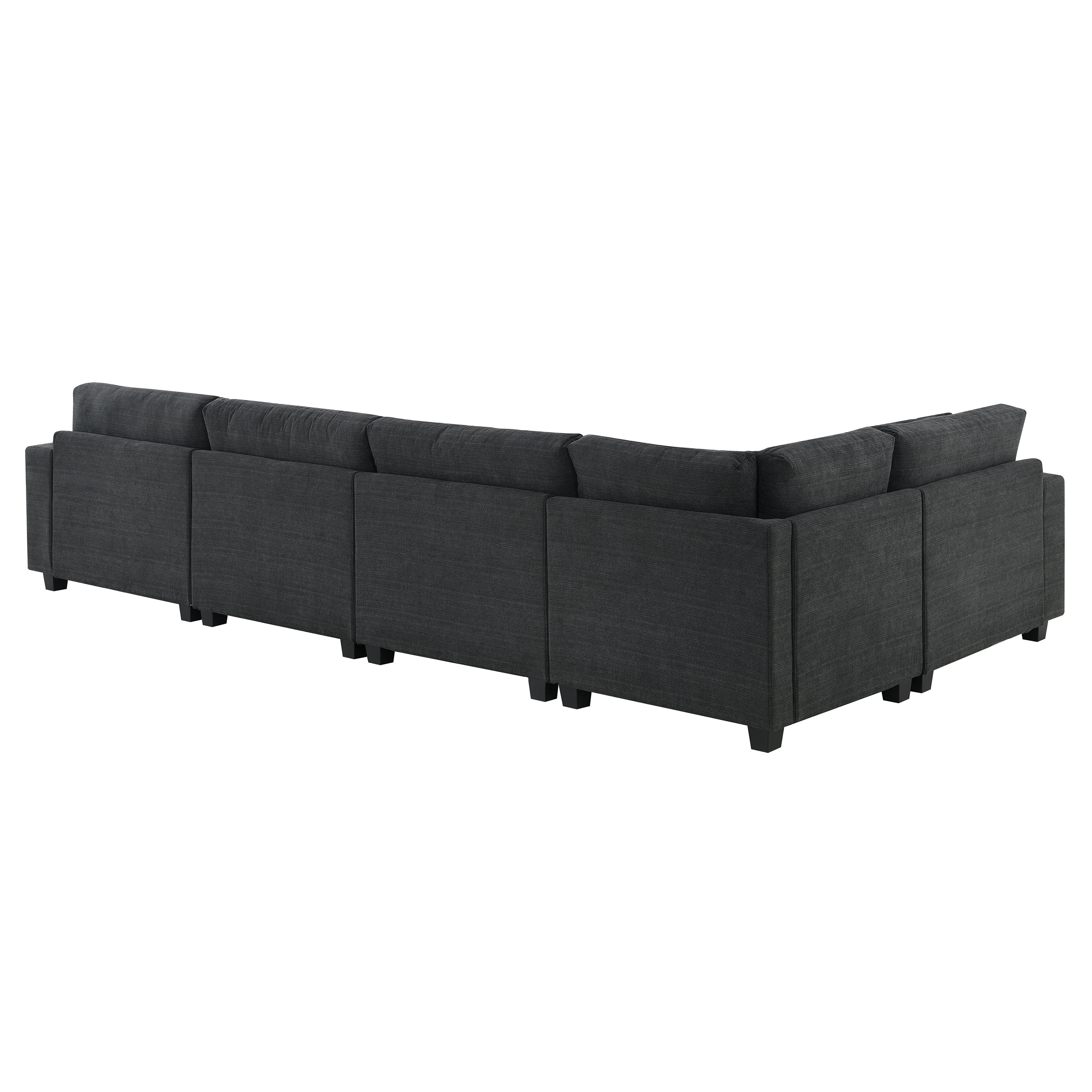 Chenille U Shaped Sectional Sofa with Ottoman and Storage, USB Ports, 2 Colors