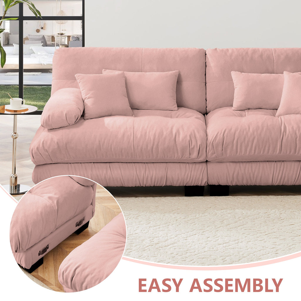 Luxury Modular Sectional Sofa Couch - Oversized U Shaped Cloud Couch for Living Room,Deep Seat Sofa Couch with 2 Ottomans ,Chenille Pink