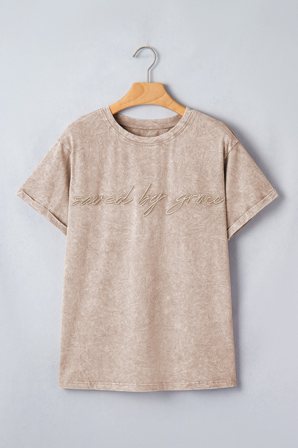Saved by Grace Embroidered Mineral Wash T-Shirt