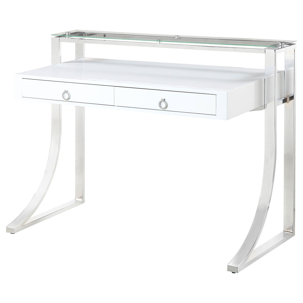 Serrano White High Gloss 2-Drawer Writing Desk