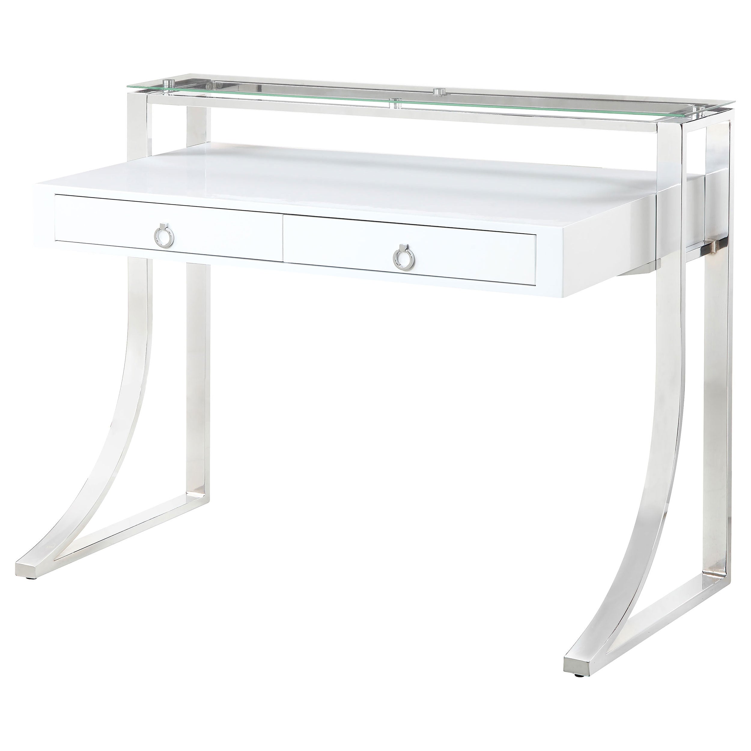 Serrano White High Gloss 2-Drawer Writing Desk