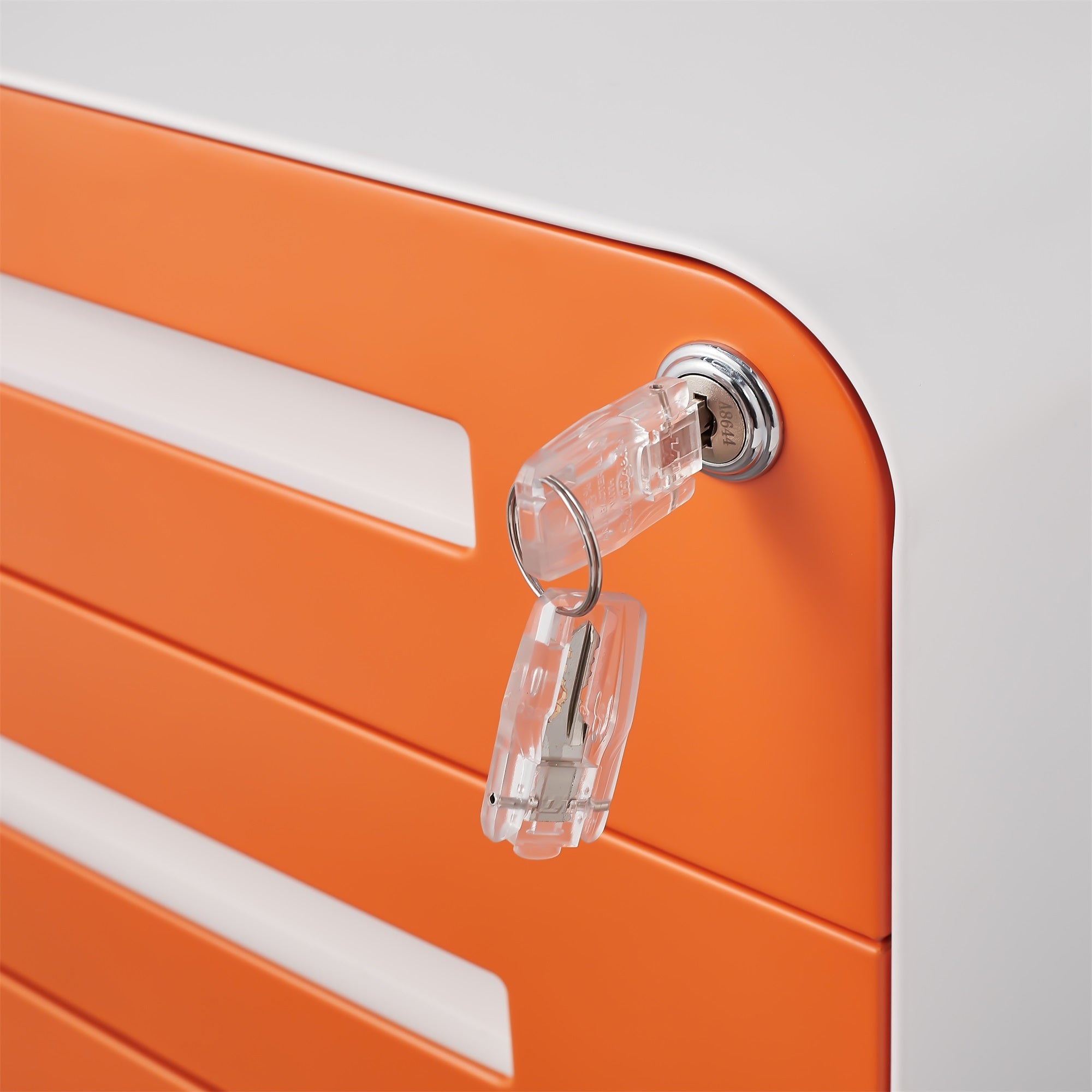 Rounded 3 drawer mobile filing cabinet, multifunctional legal/letter/A4 file storage cabinet, 5-wheel design anti tilt cold-rolled steel, with pencil storage box,