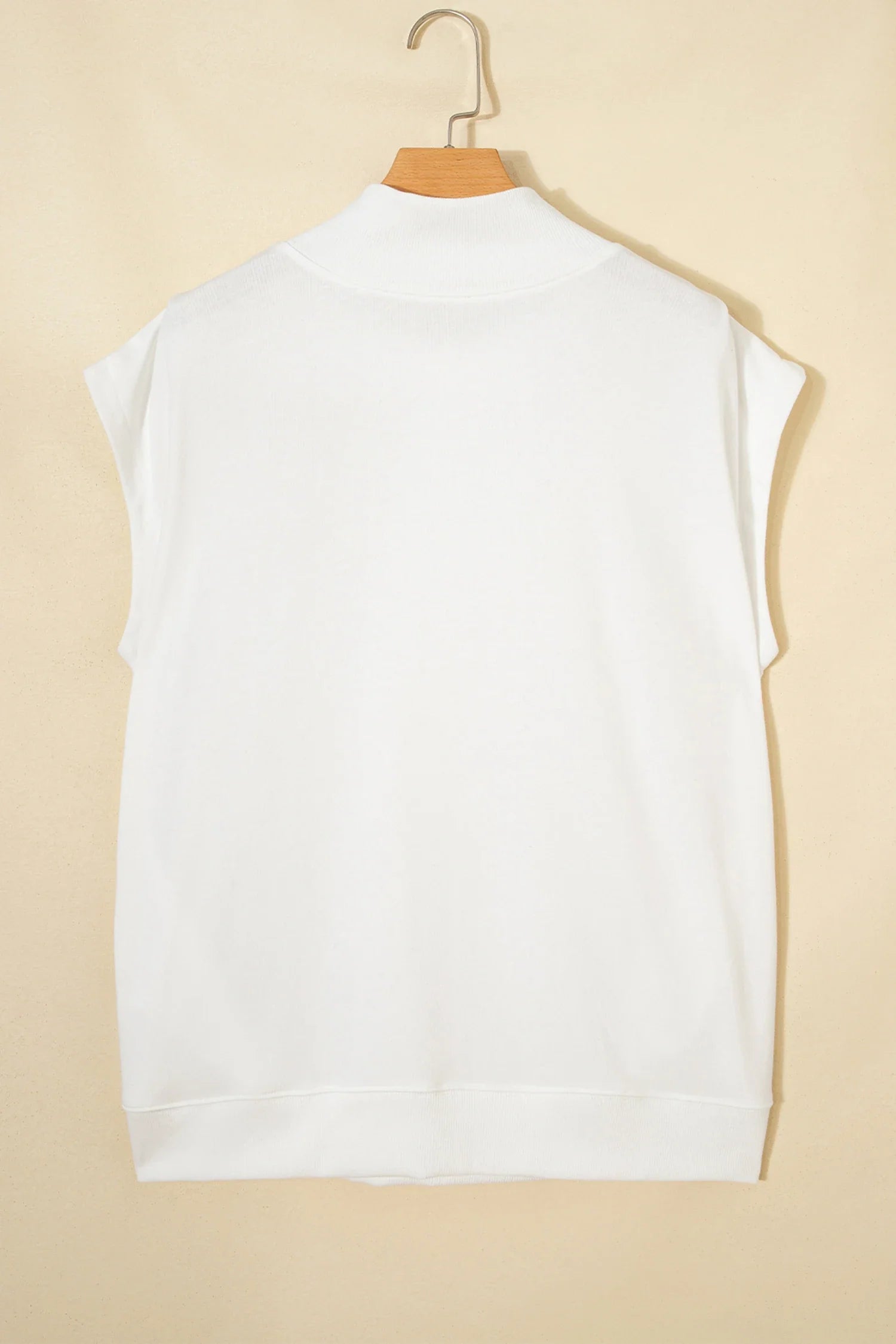 Solid Mock Neck Cap Sleeve Oversized Top