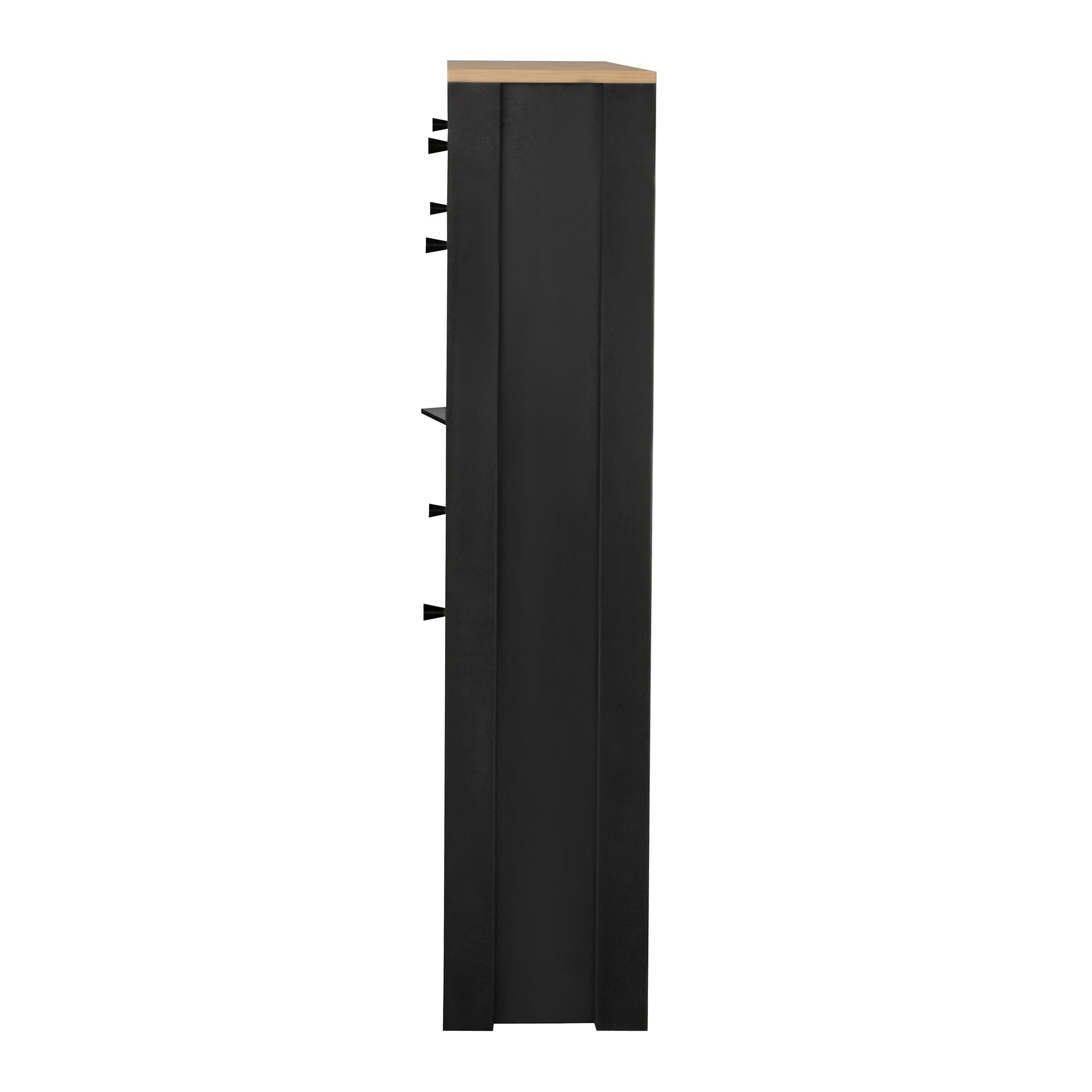 ON-TREND Functional Entryway Organizer with 2 Flip Drawers, Wood Grain Pattern Top Shoe Cabinet with Drawer, Free Standing Shoe Rack with Adjustable Panel for Hallway, Black